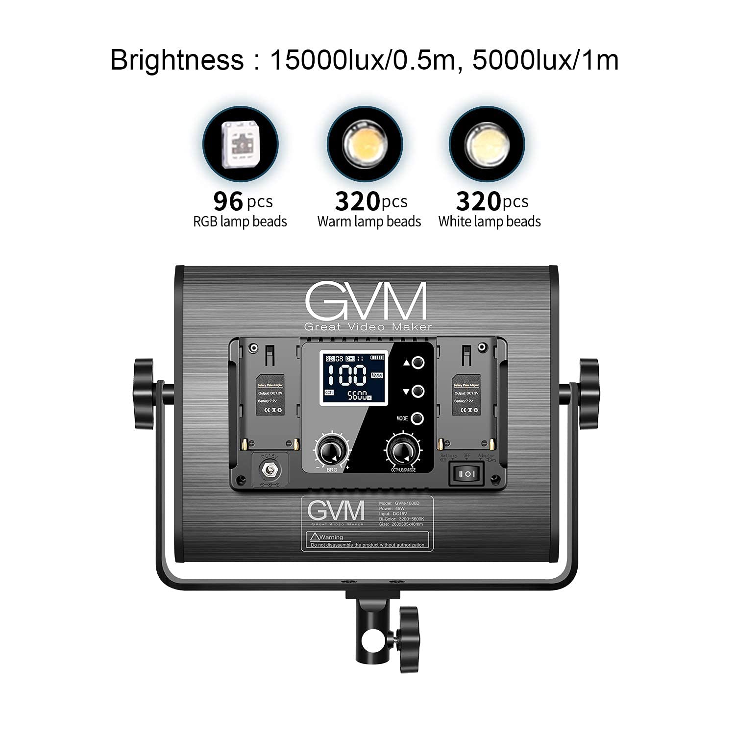 Gvm Rgb Led Video Light, Photography Lighting With App Control, 1000D Video Lighting Kit For Youtube Studio, 3 Packs Led Panel L