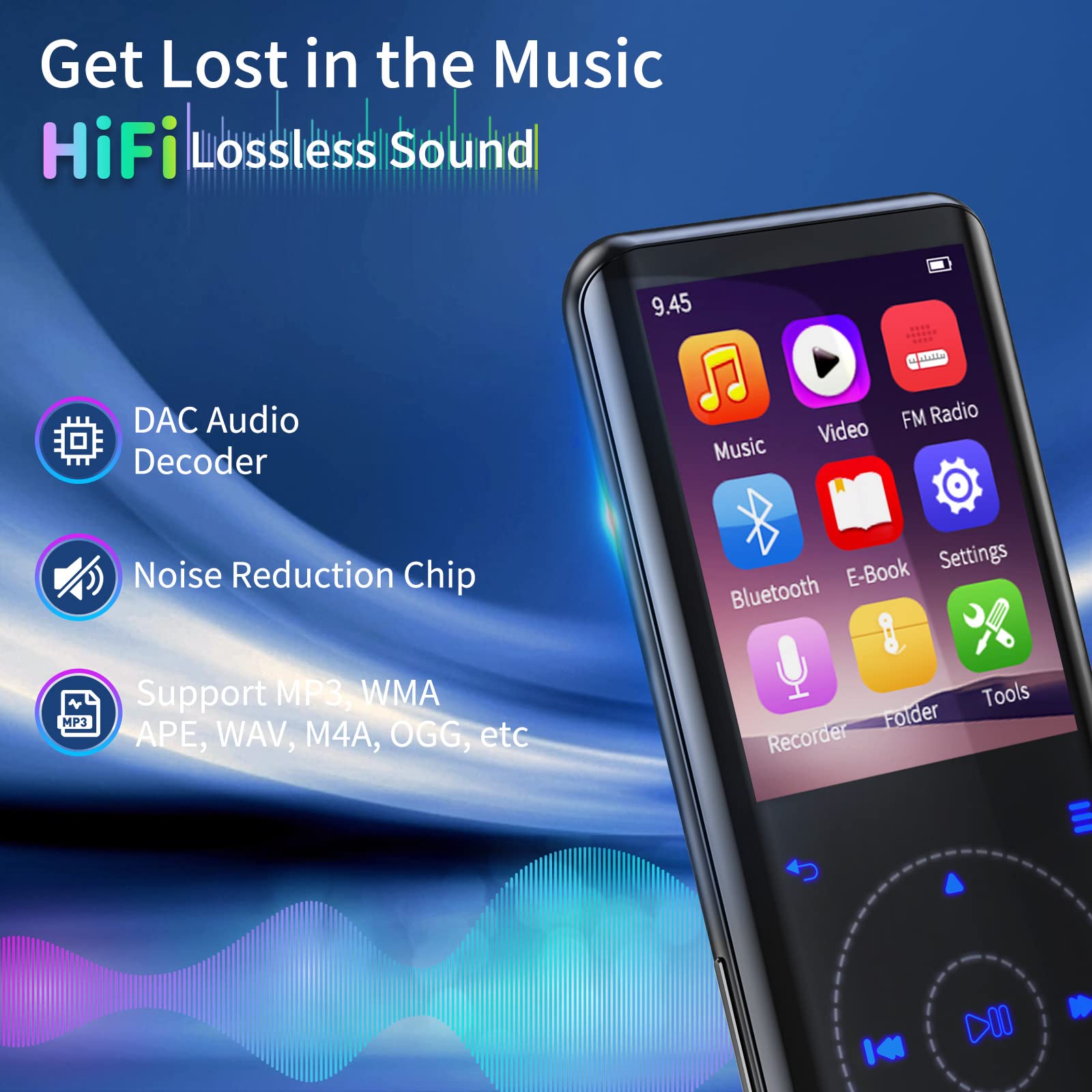 Ruizu 64Gb Mp3 Player With Bluetooth 5.3, Speaker, 2.4 Inch Screen, Portable Music Player For Sport Running, Fm Radio, Voice Recorder, Digital Audio Video Shuffle Playback, Support 128Gb Micro Sd Card