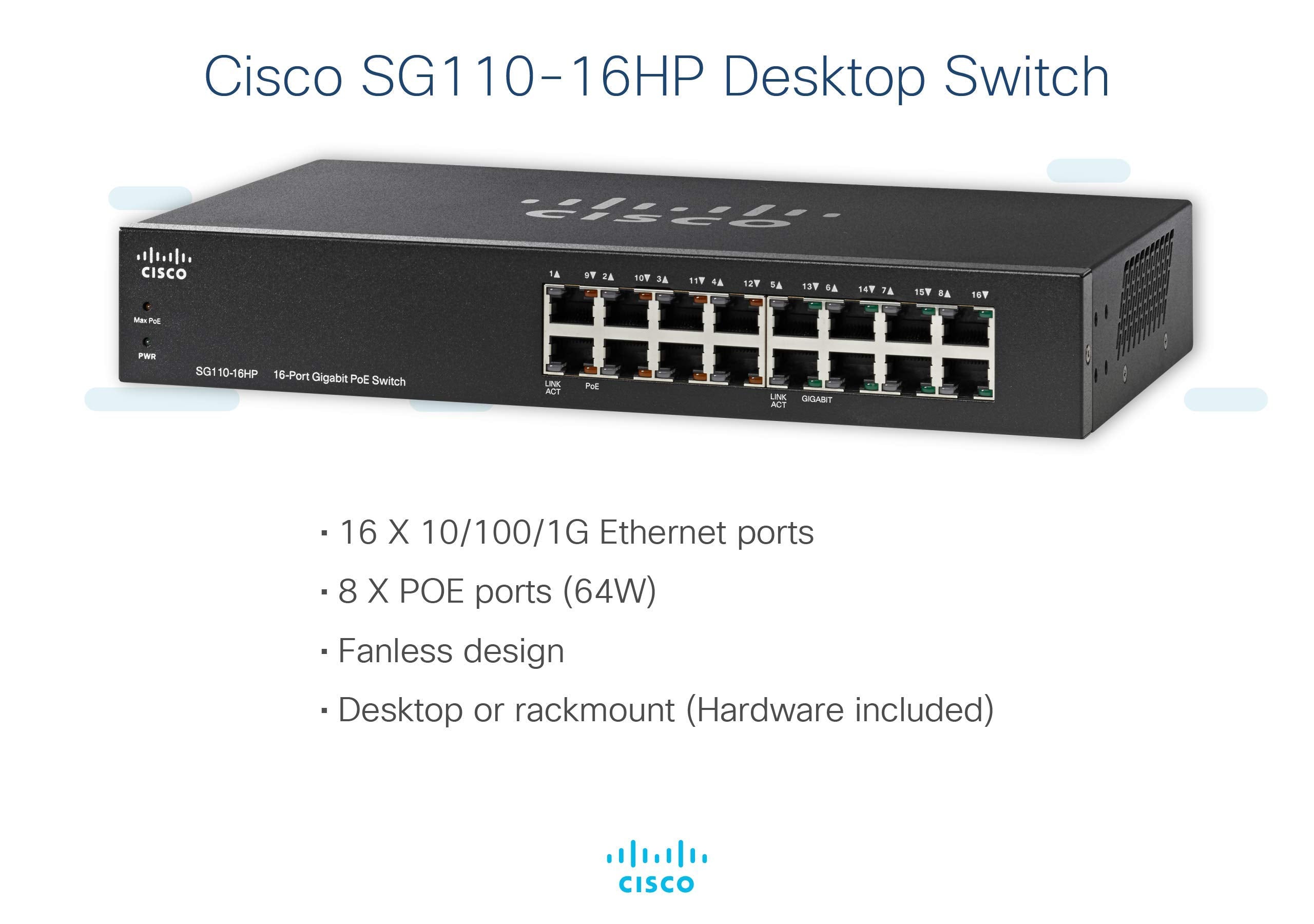 Cisco Systems Sg110 16Hp Na Sg110 16Hp 16 Port Poe Gigabit Switch