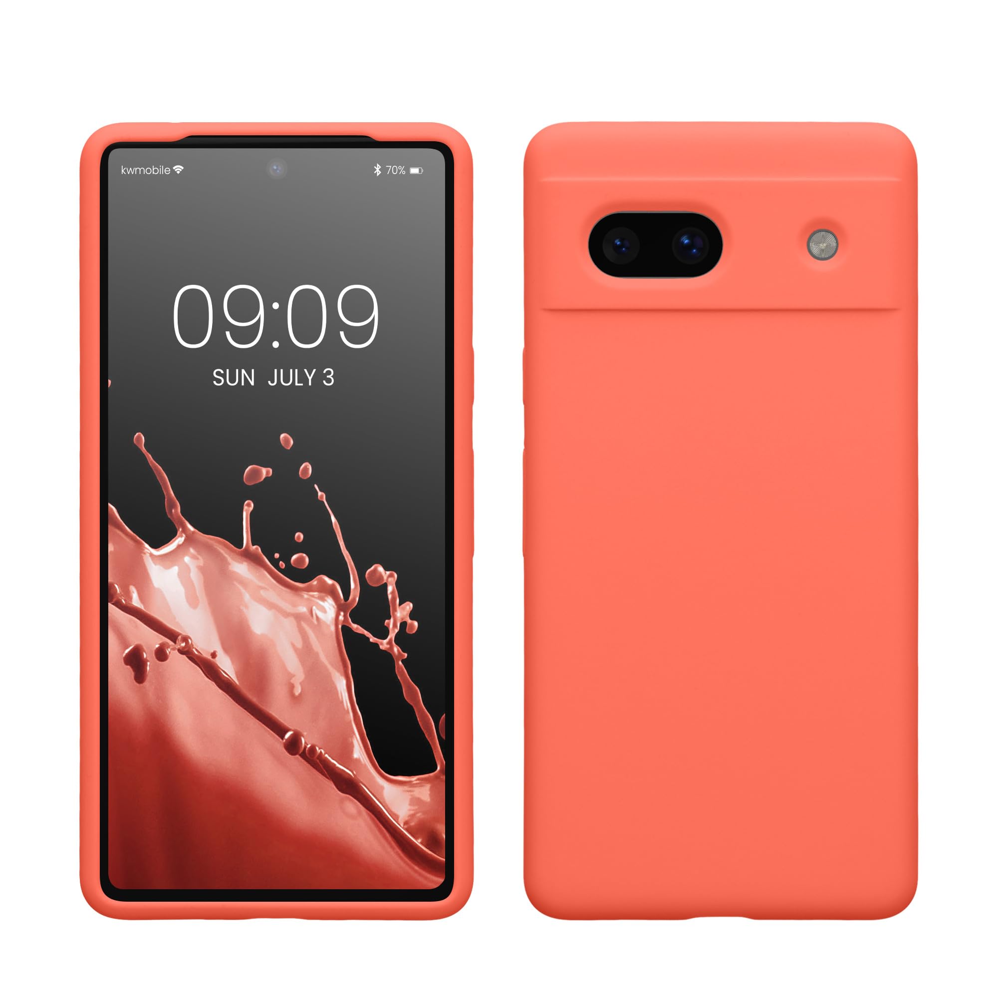 kwmobile Case Compatible with Google Pixel 7a Case - TPU Silicone Phone Cover with Soft Finish - Vivid Coral