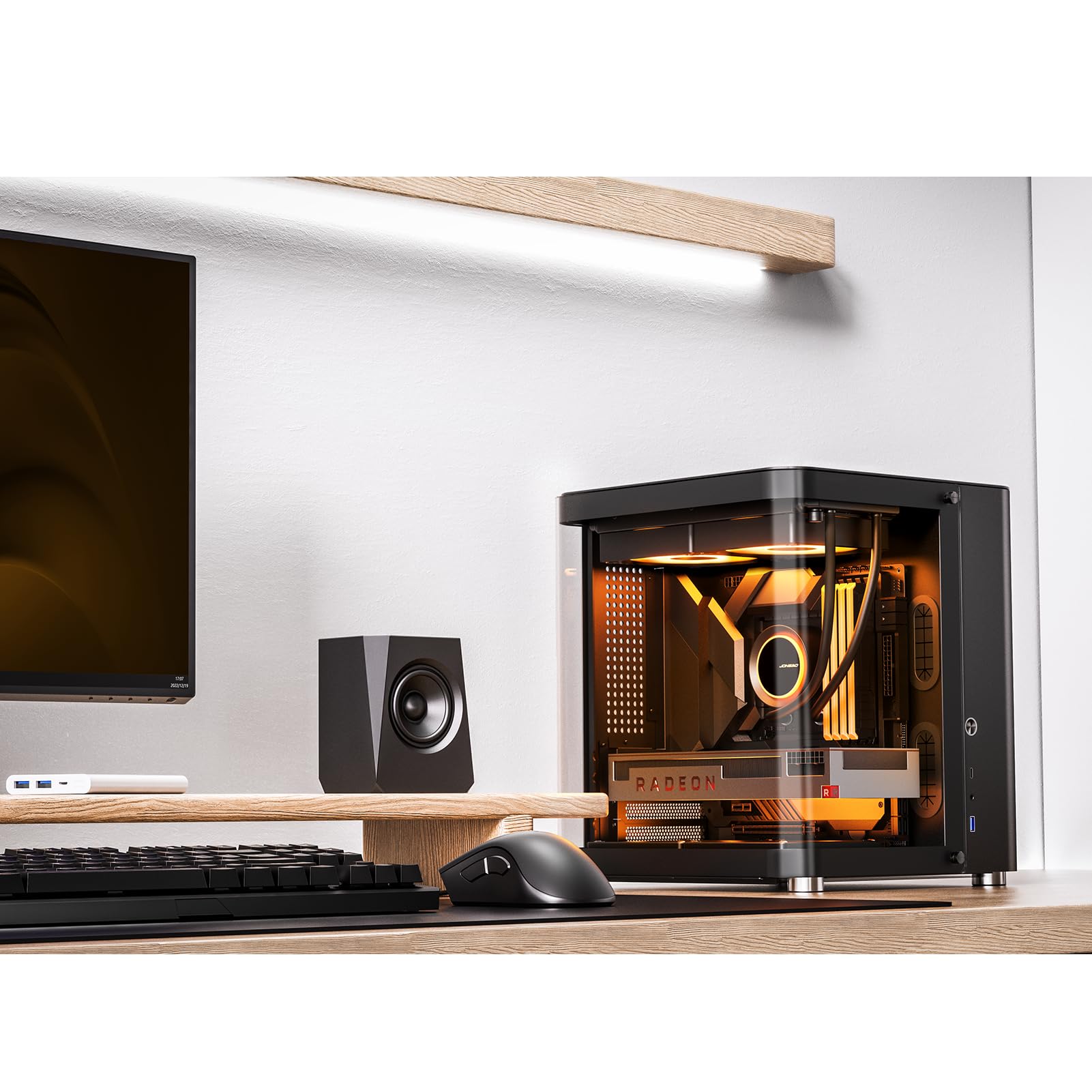 Jonsbo Tk 1 Black Micro Atx Mini Tower Computer Case, Hyperboloid Glass Design, Separated Cabinet Structure, Al Alloy Shell Matx