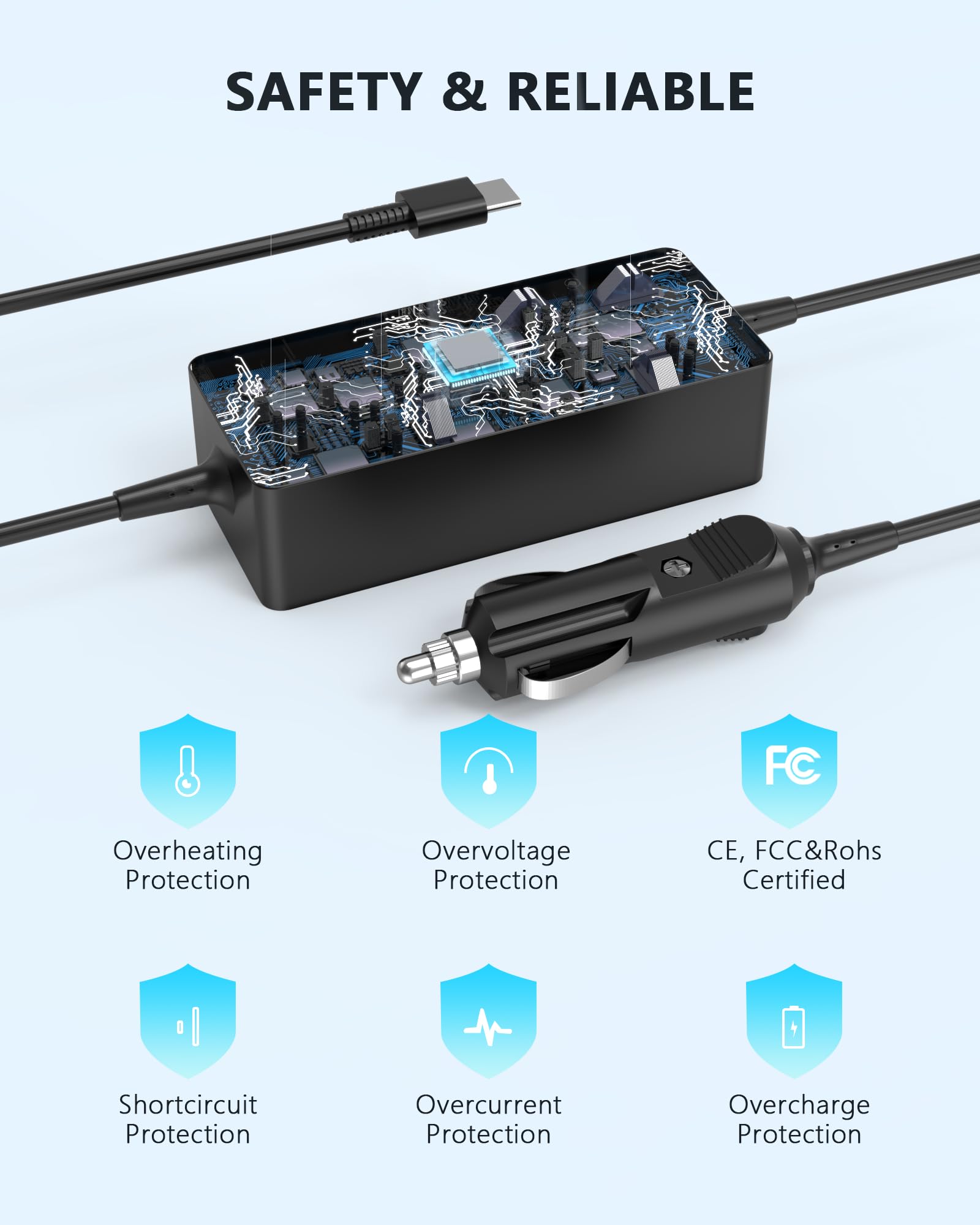 100W 90W 65W Usb C Car Charger For Dell Latitude 5420 5520 5510 7420 7410 7400 Chromebook 3100 Xps 12 13 15 9250 9350 9500 9530