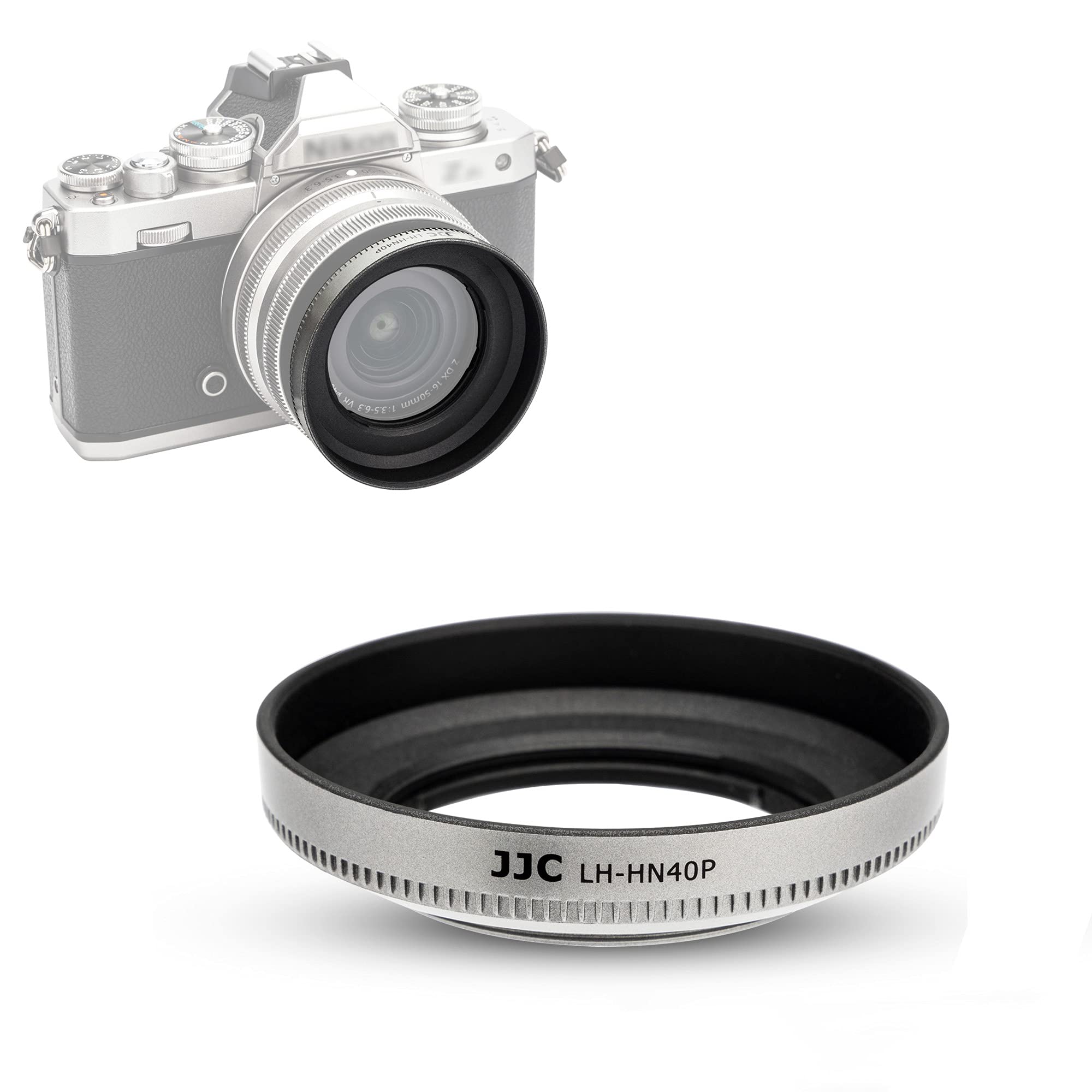 Silver Screw In Lens Hood Shade For Nikon Z Dx 16 50Mm F/3.5 6.3 Vr Lens On Nikon Z Fc Zfc Z50 Replaces Nikon Hn 40 Lens Hood Al