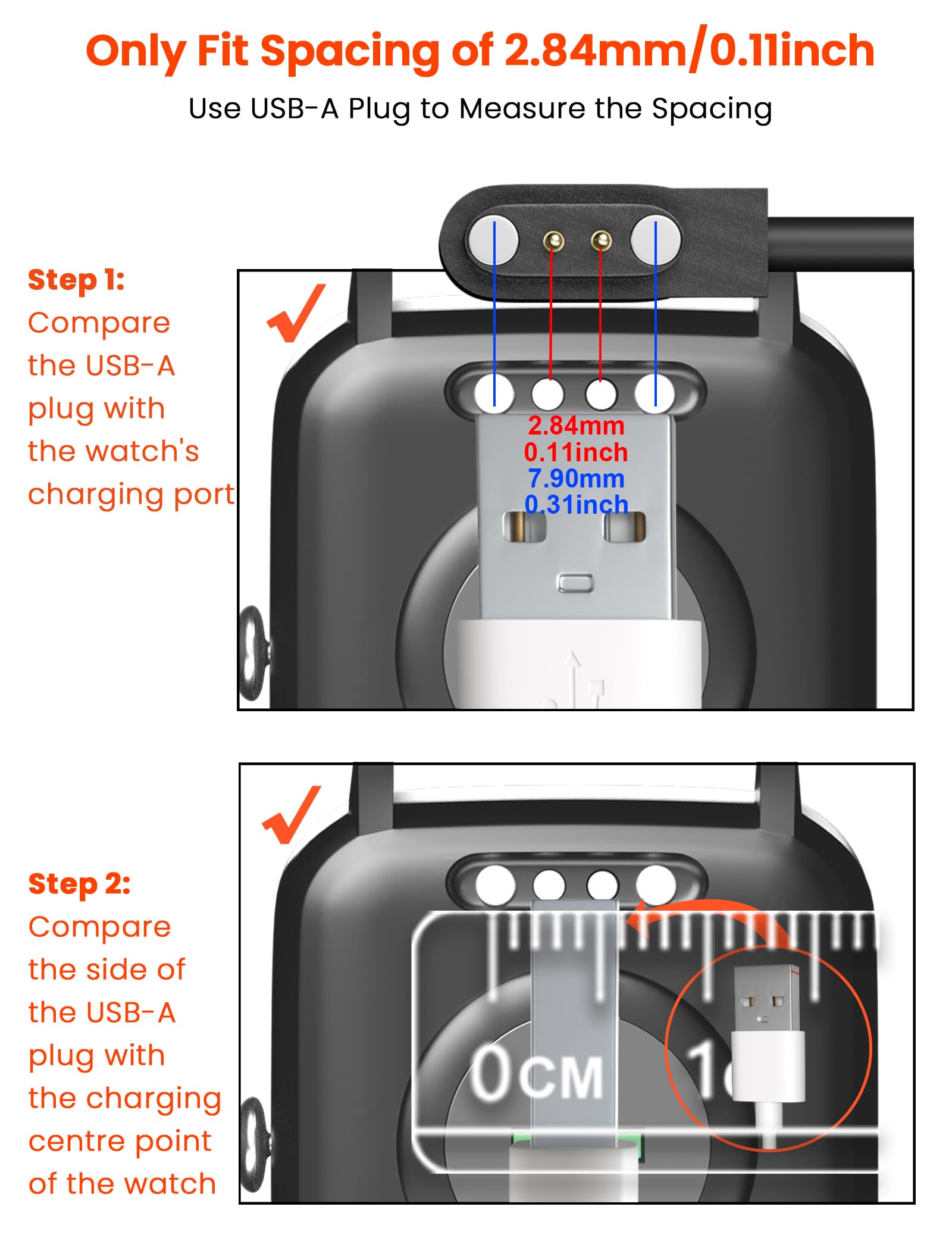 Sinoacc 3.3Ft USB Magnetic Smart Watch Charger for Umidigi, Letsfit, Yamay, Willful, Blackview - Compatible with Uwatch 3S/3/2