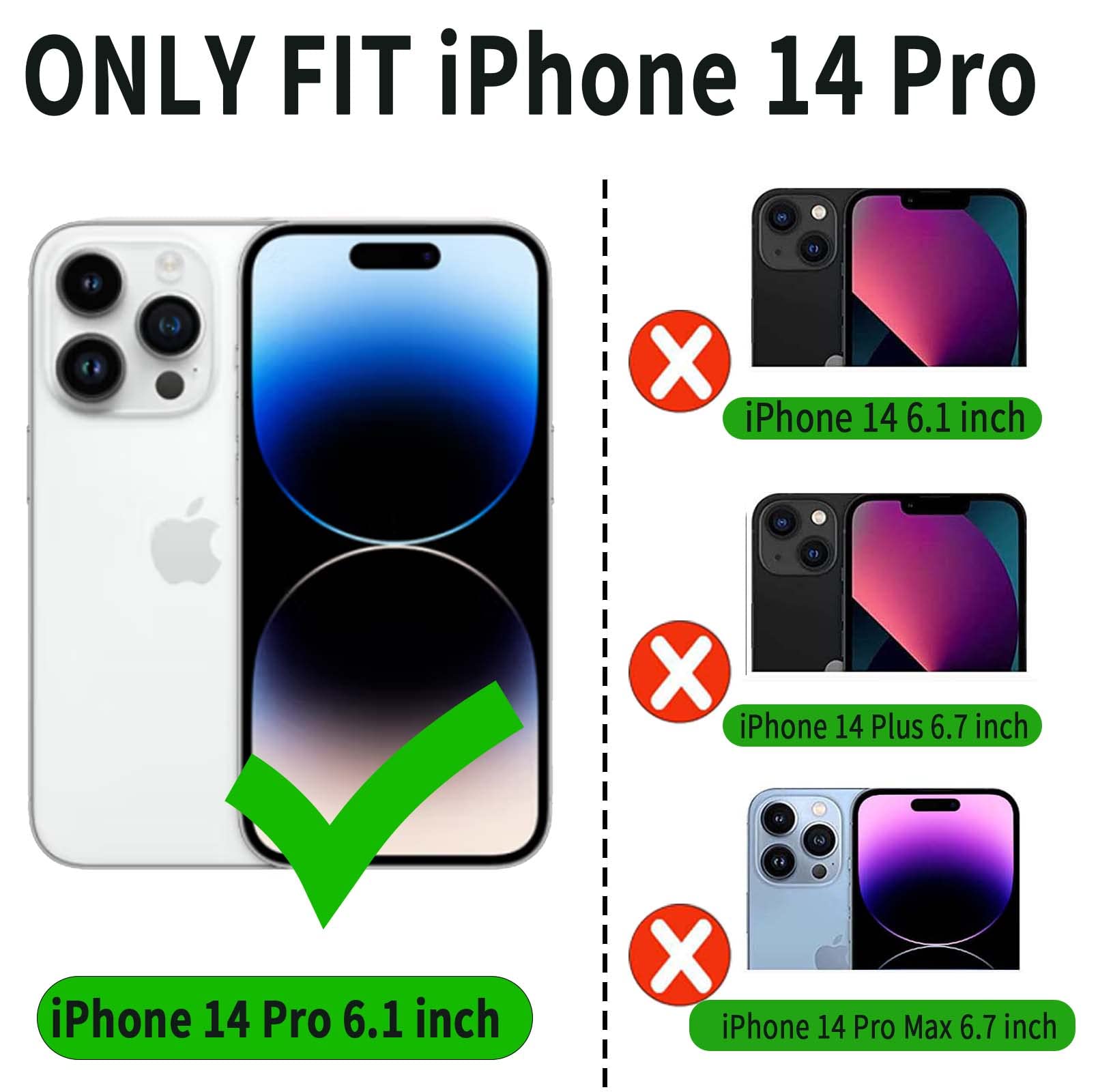 Vanavagy Wallet Case Compatible For Iphone 14 Pro For Women Men,Pu Leather Flip Folio Phone Case Cover Fits Magnetic Car Mount W