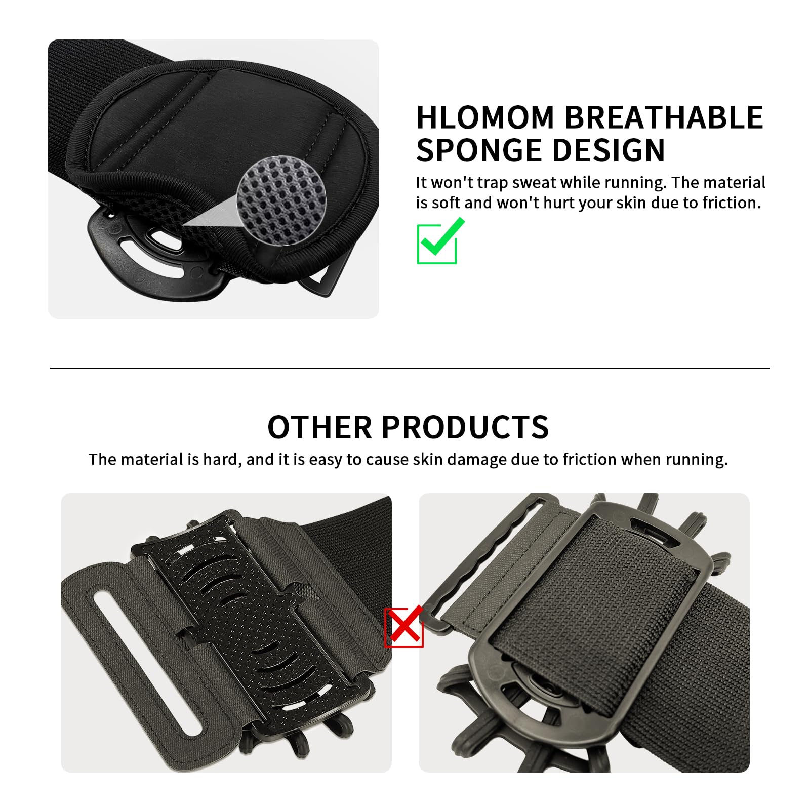 Hlomom Running Phone Holder Armband For Phone, Detachable & 360   Rotated Sports Armband With Key Pocket For Iphone 15/14/13 Pro