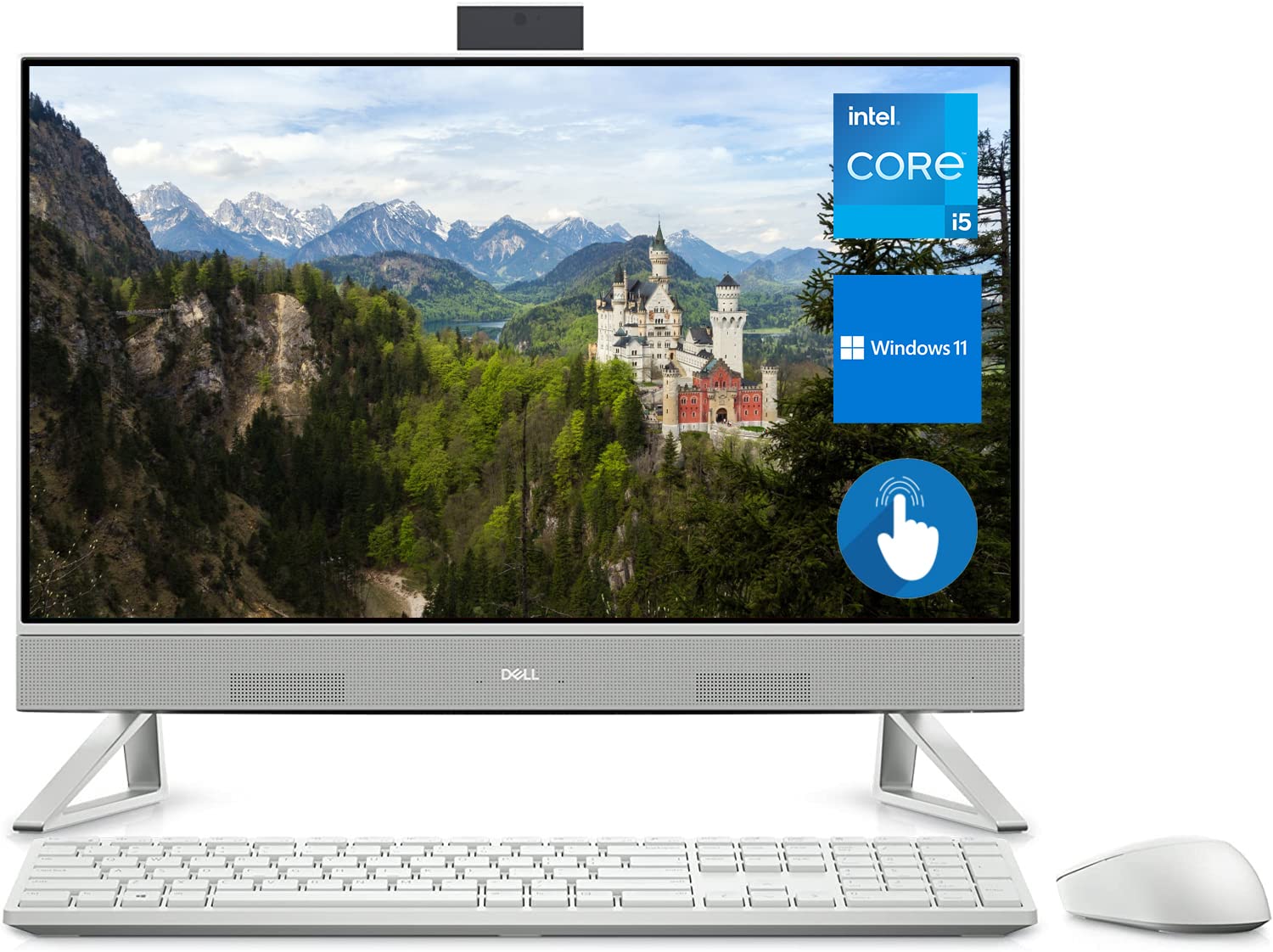 Dell Inspiron 5410 All in One Desktop, 23.8'' FHD IPS Touchscreen, 12th Gen Intel Core i5 1235U, 16GB RAM, 2TB SSD, HDMI, RJ 45, 1080p Webcam, Wireless KB&Mouse, Wi Fi 6, Windows 11 Home White