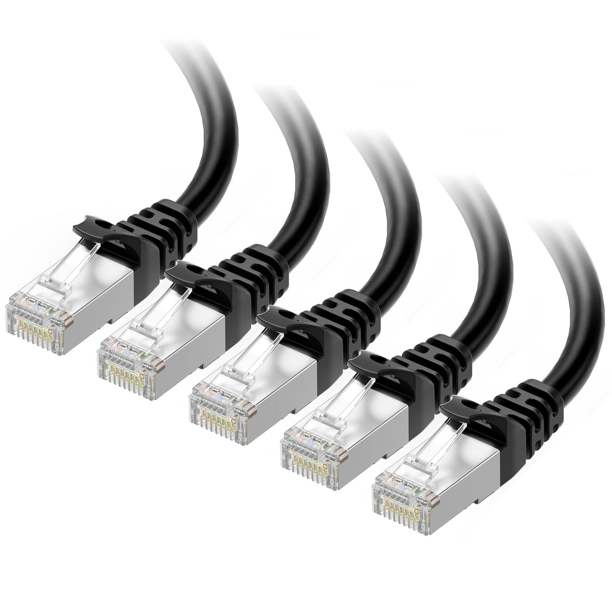 Cable Matters 10Gbps 5 Pack Snagless Shielded Cat6A Ethernet Cable 10 Ft (Sstp, Sftp Shielded Ethernet Cable, Shielded Cat6 Cabl