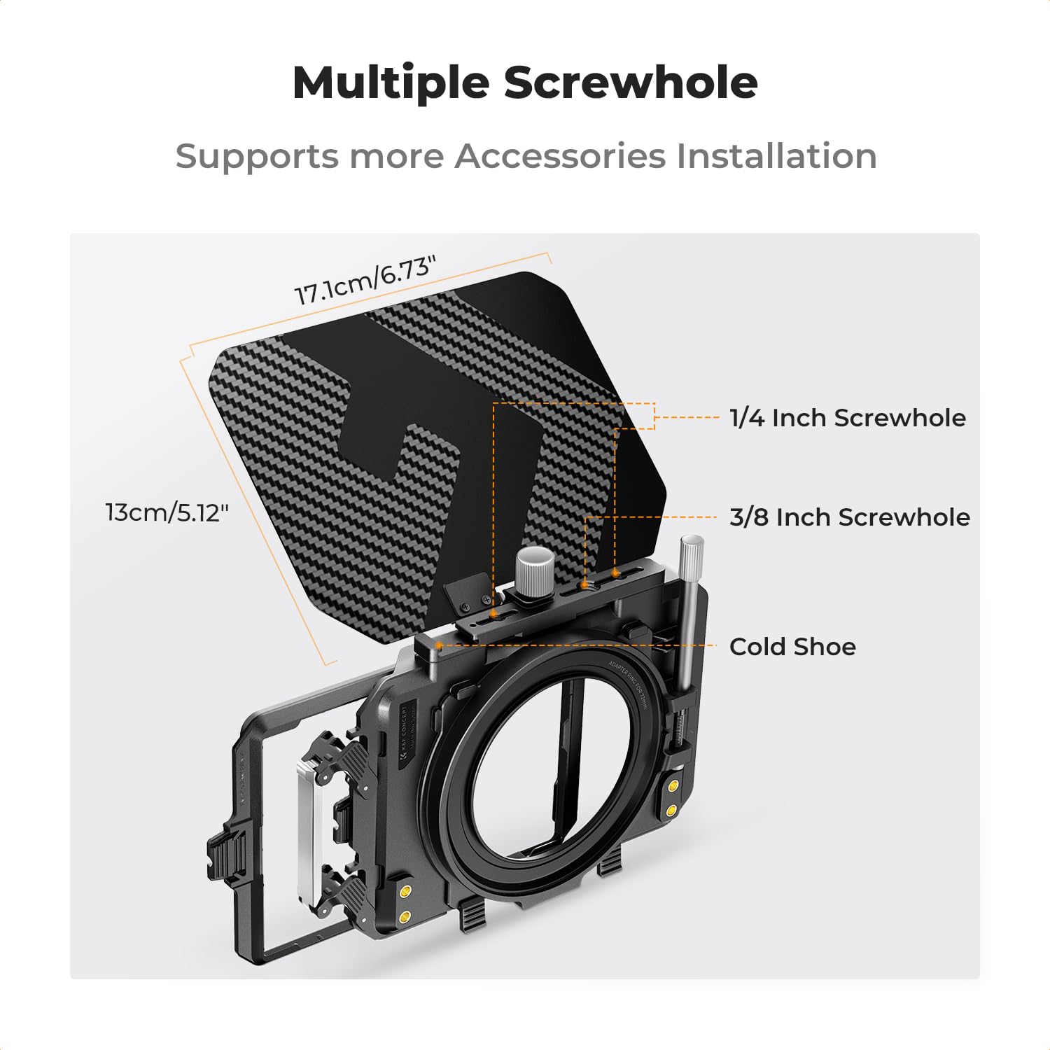 K&F Concept Mini Matte Box, Dslr Matte Box With Carbon Fiber Top Flag, Square Filter Trays For 67/72/77/82/95Mm Lenses, 4X5.65 Square Nd Uv/Circular Filter