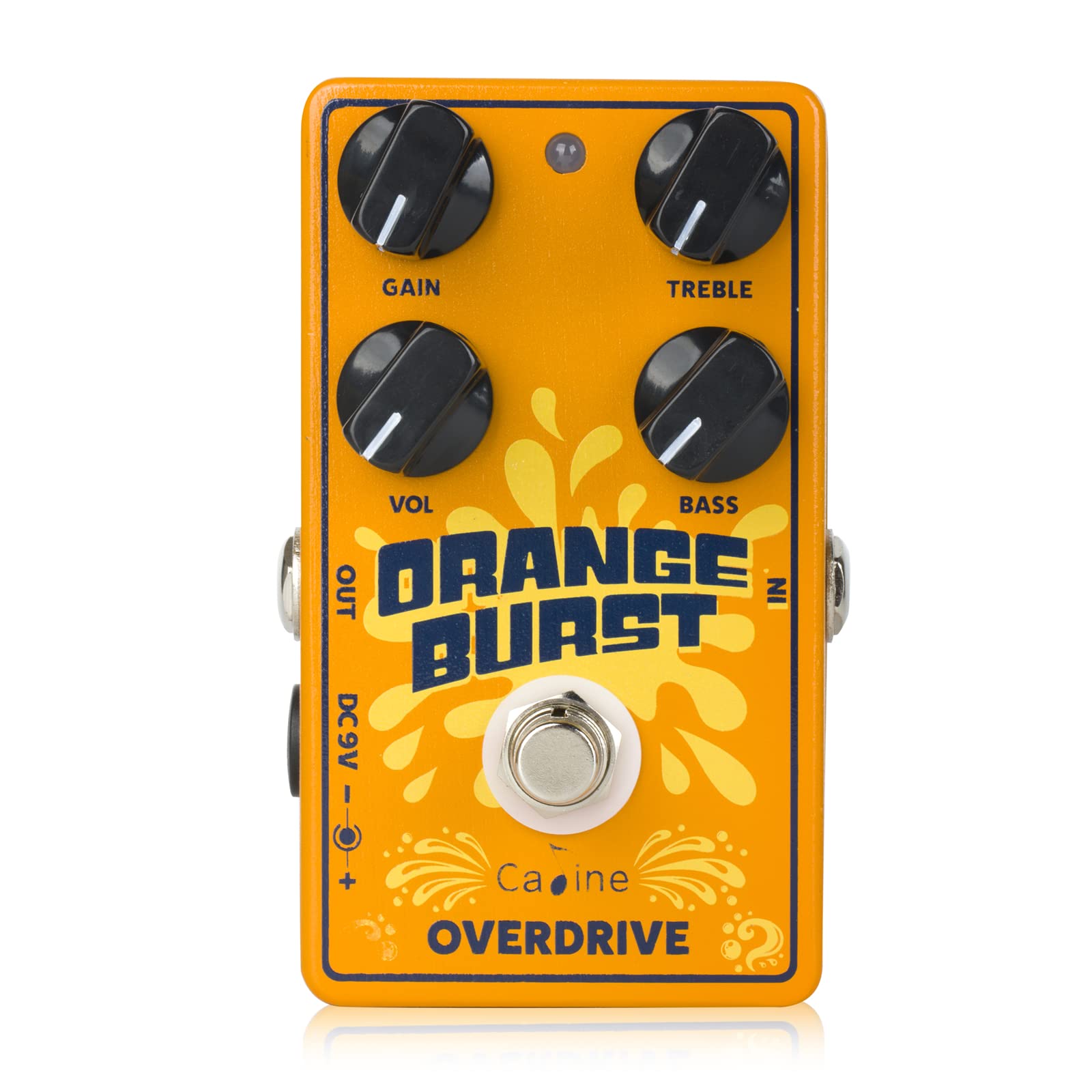 Caline Cp 516 Orange Burst Overdrive Guitar Effect Pedal True Bypass Design White Knobs