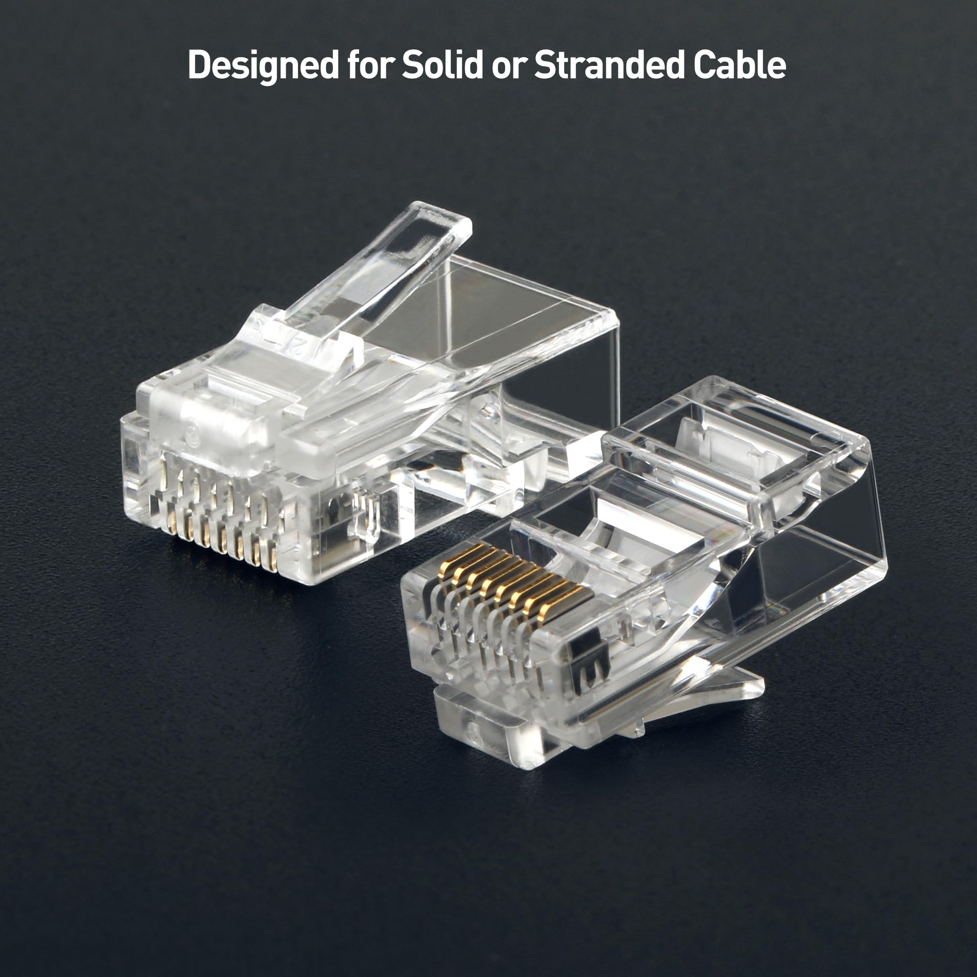 Cable Matters 100 Pack CAT6 RJ45 Modular Plugs (RJ45 Connectors / Cat6 Connector / Cat6 RJ45 Ends / RJ45 Plugs), for Solid or Stranded UTP Cable