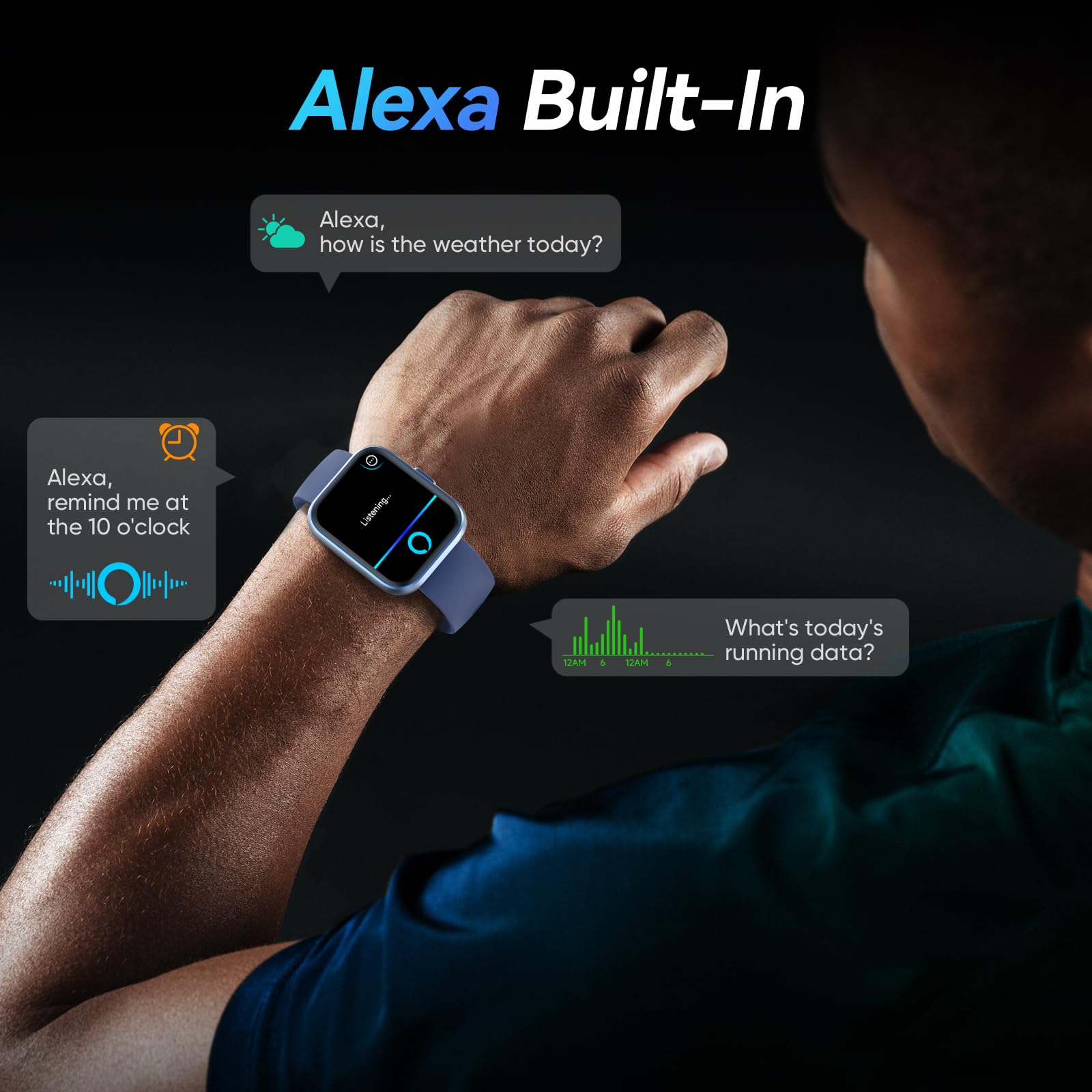 Fitpolo Smart Watches For Men/Women, 1.8 ' ' Alexa Built-In Fitness Tracker Watch With Bluetooth Calls, Ip68 Waterproof, Heart R