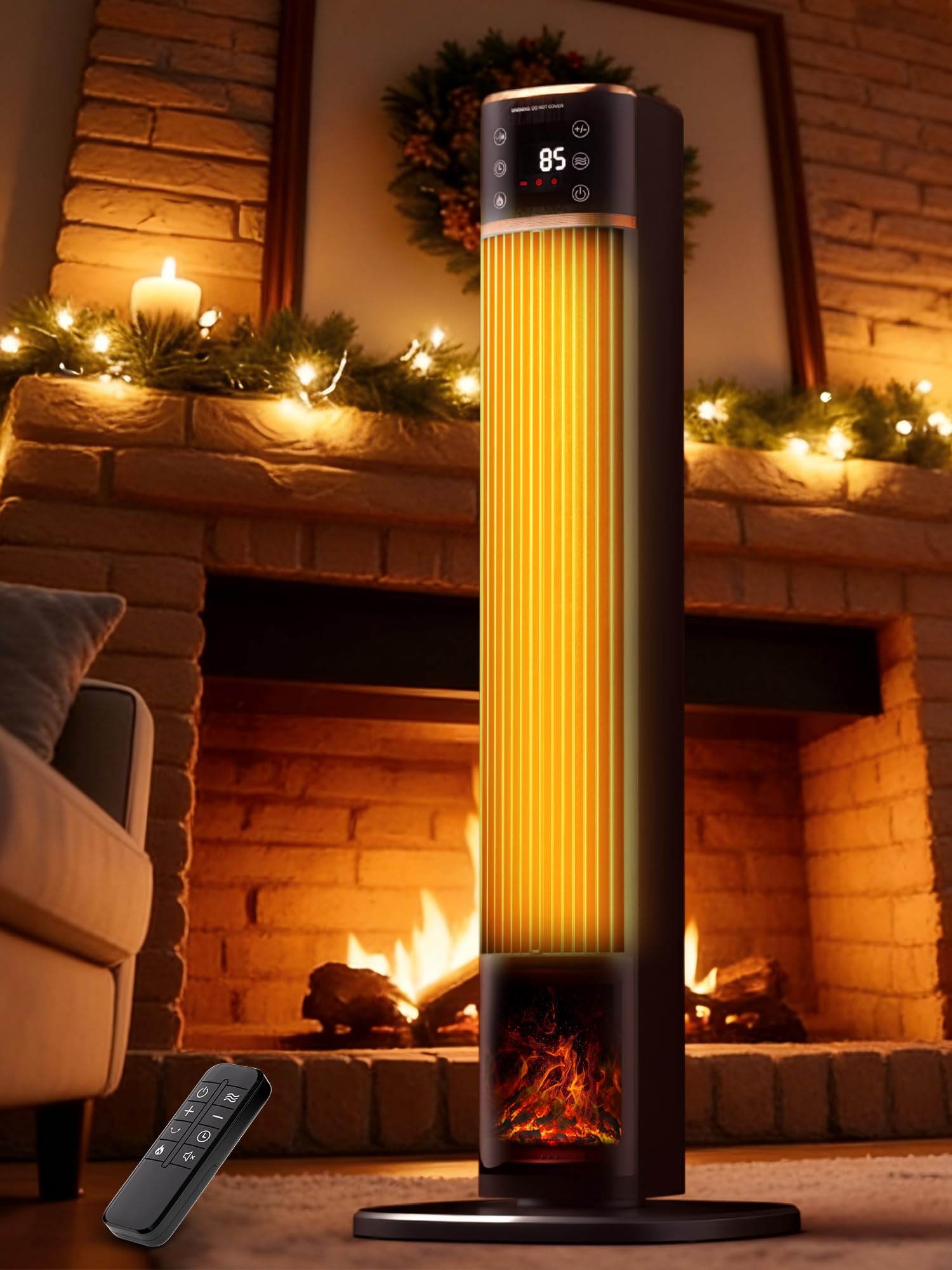 Uthfy Space Heater for indoor use, Large Room Heater with 3D Flame Effect, 1500W Portable Electric Heater with ECO, 90 Oscillati