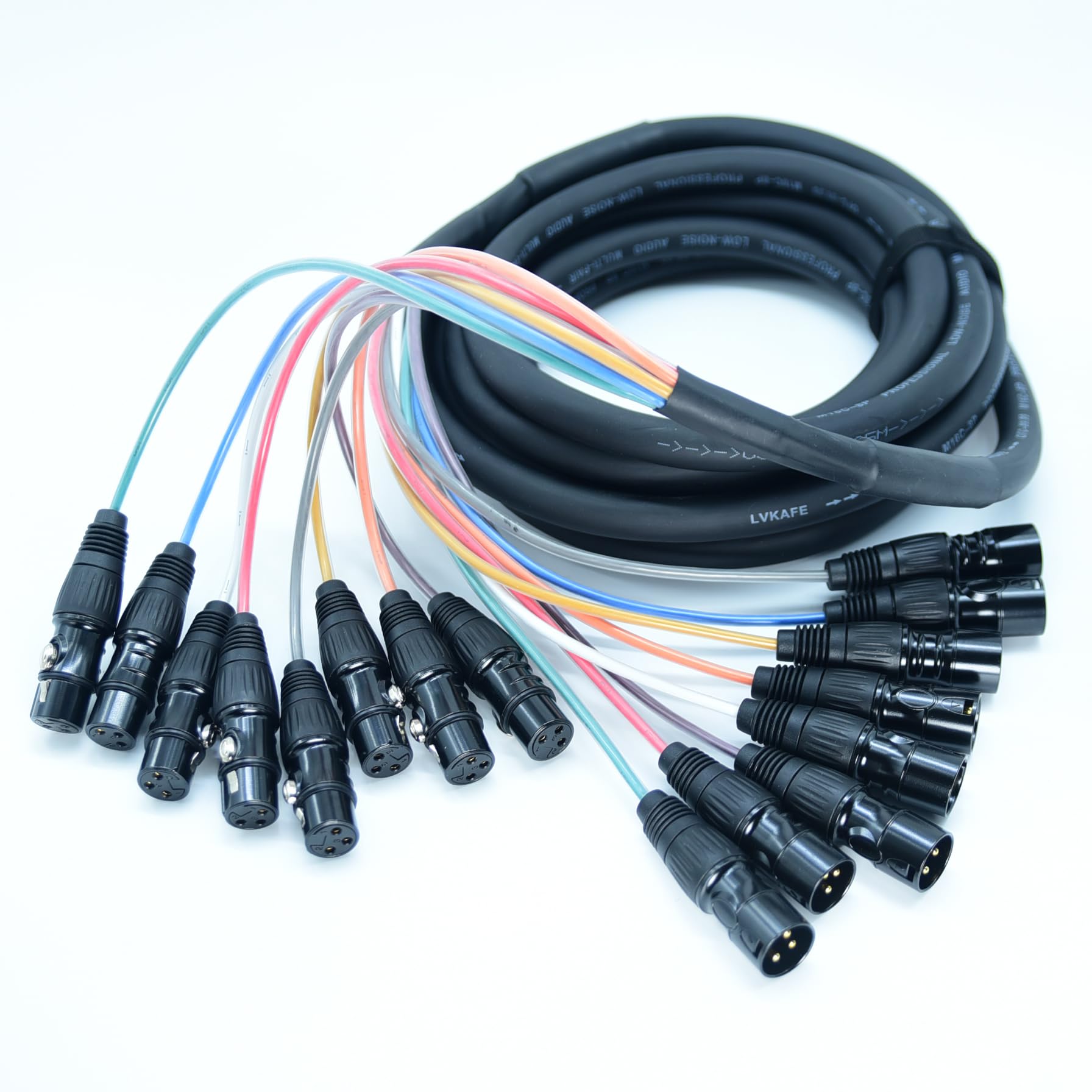 Arklove 15ft Snake Cables Audio Balanced Patch XLR to XLR 8 Channel Connector Digital Splitter Microphones Stage & Studio Record