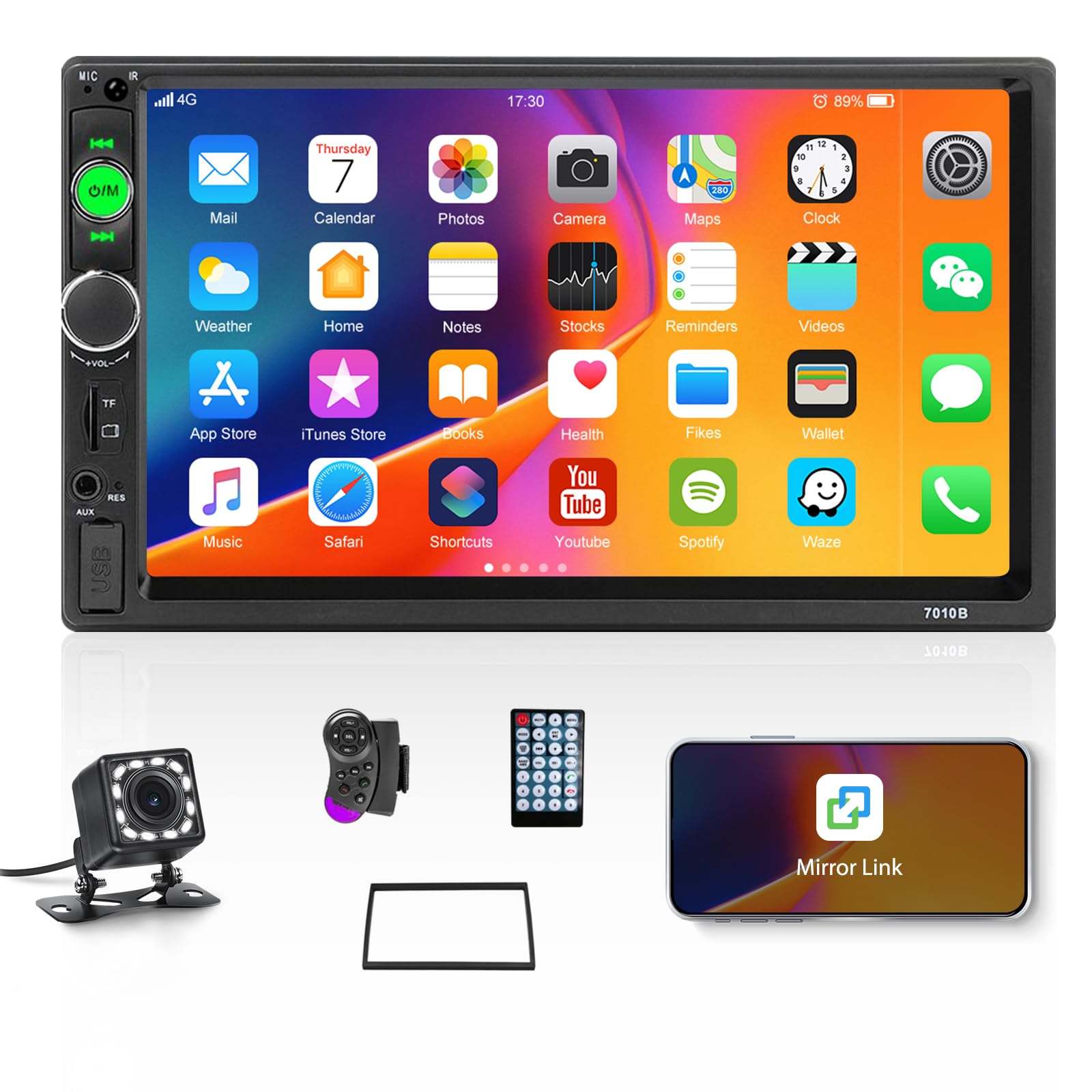 Double Din Car Stereo 7� Touch Screen Car Radio With Bluetooth Backup Camera Fm Radio Receiver Usb Aux Auto Radio Tf Card Input Audio Video Mp5 Mp4 Mp3 Player Car Multimedia Player Support Mirror Link