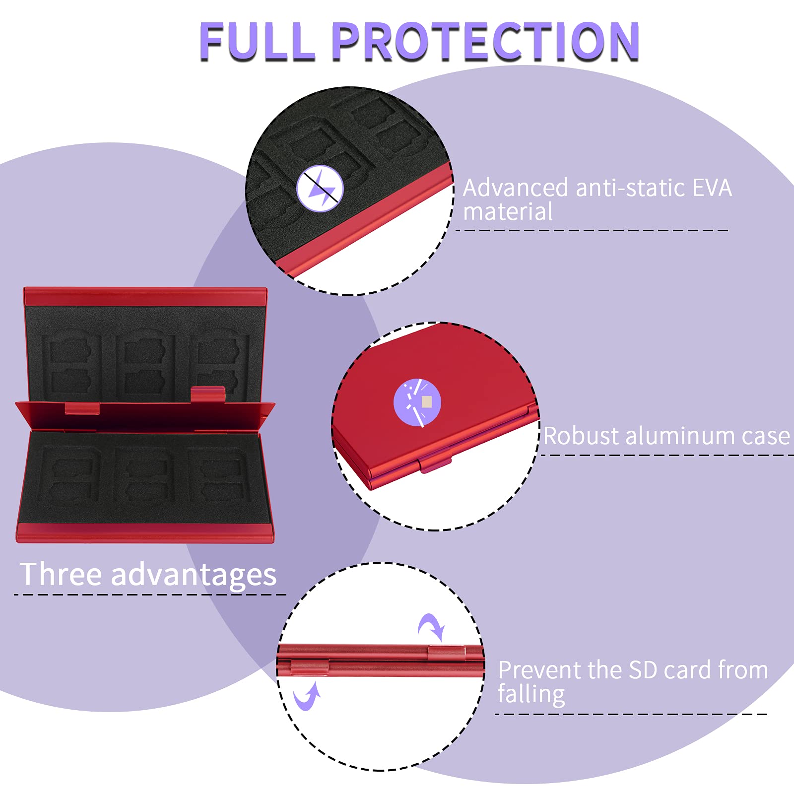 Sd Card Holder, Sd Card Case, Lavili Cf Memory Card Holder Case Aluminum Alloy Hard Shell, Double Layer Capacity For 6Sd Cards A