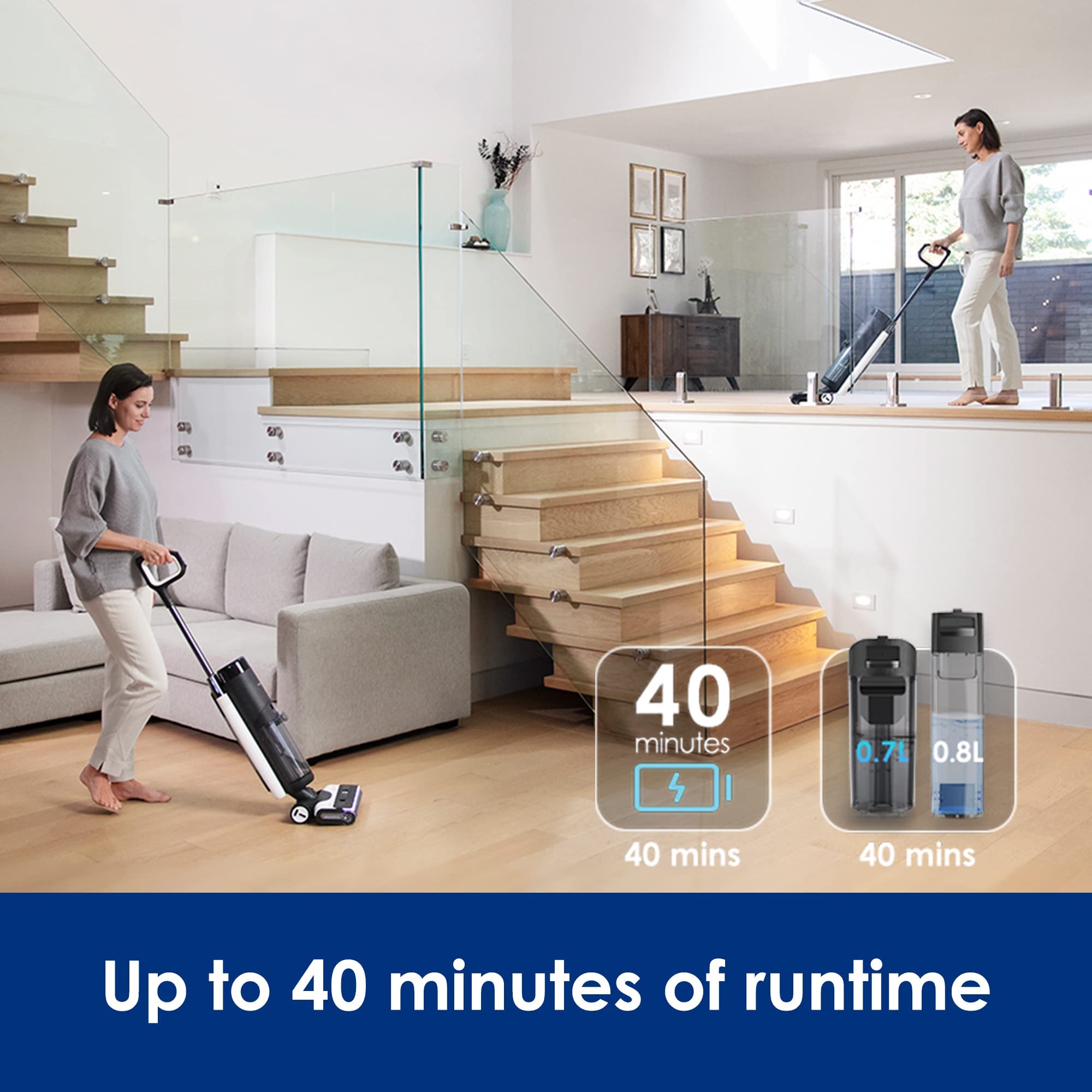 Tineco Floor ONE S7 PRO Cordless Wet Dry Vacuum Cleaner - Smart Mop for Hard Floors, Black, Self-Cleaning, Long Run Time