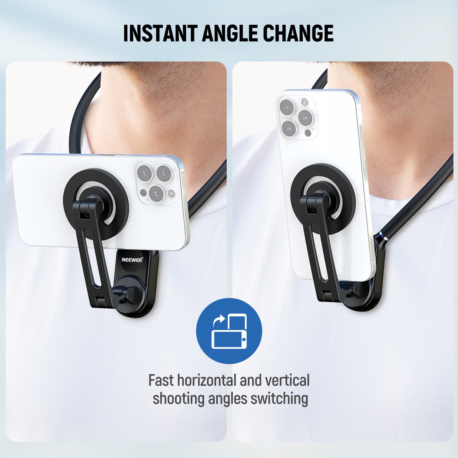 Neewer Magnetic Neck Holder For Action Camera & Phone, Hands Free Tripod Chest Mount Compatible With Gopro Dji Insta360 Magsafe