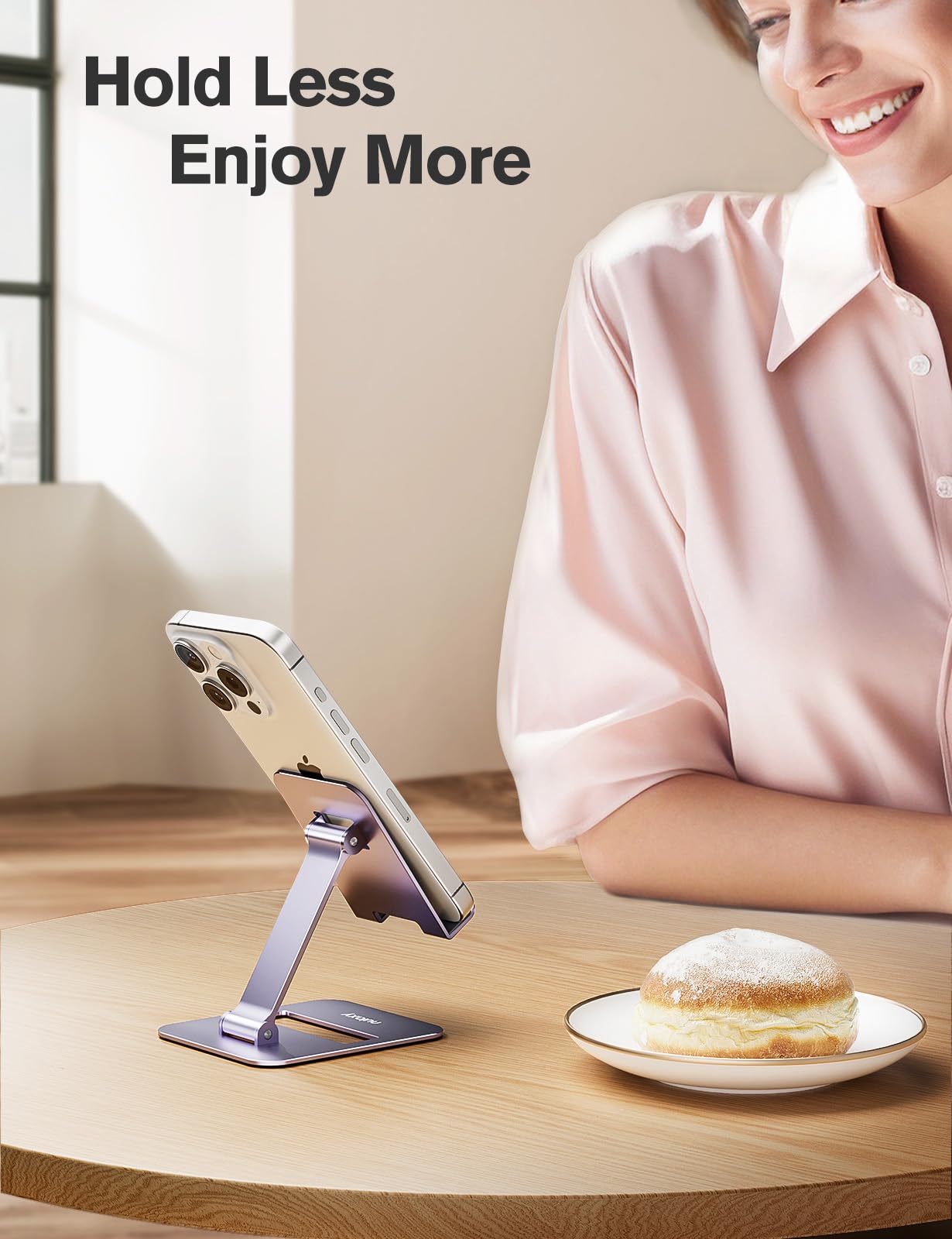 Nulaxy 2 Pack Dual Folding Cell Phone Stand, Fully Adjustable Phone Holder For Desk, Compatible With Iphone 16 15 14 13 12 11, N