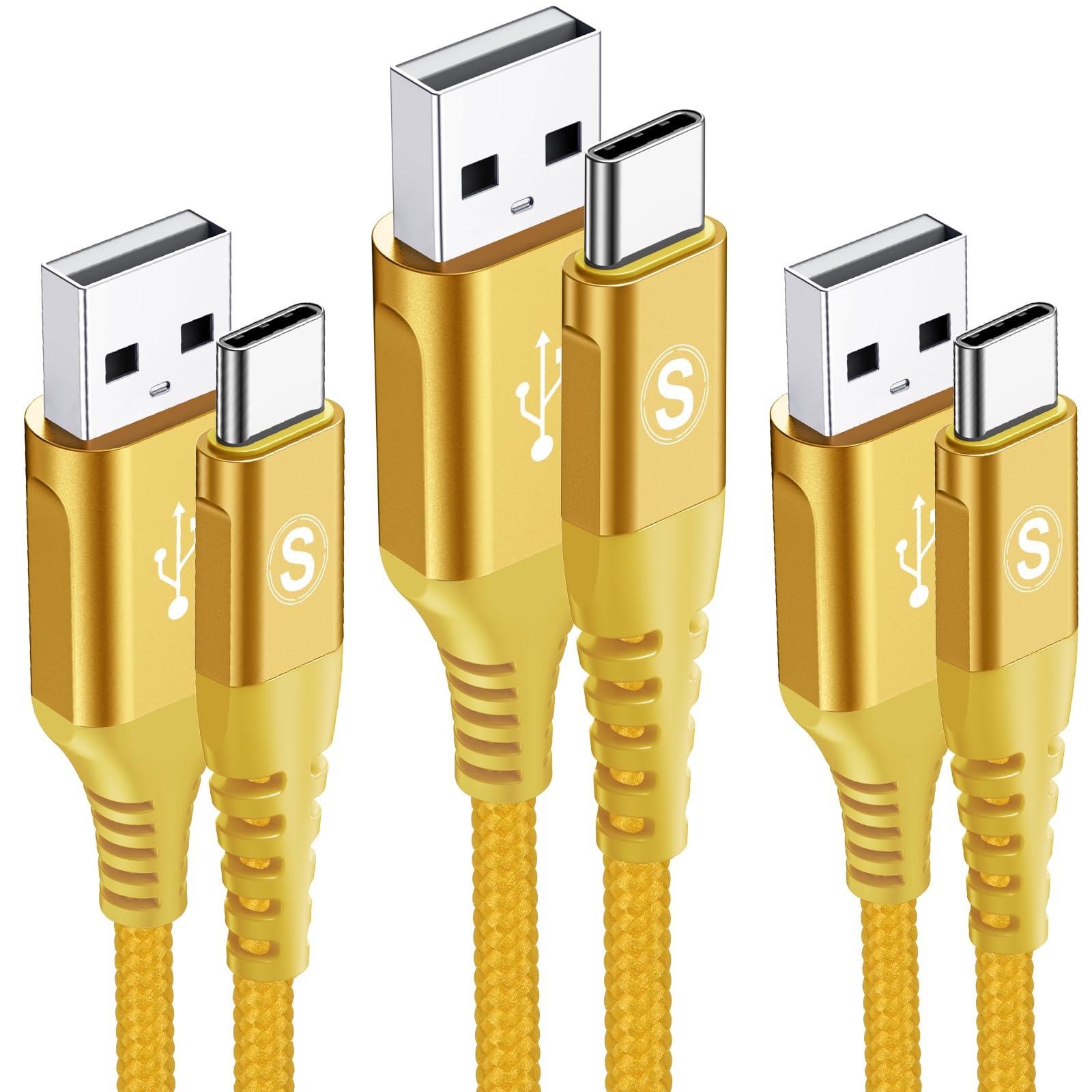 Sweguard Usb Type C Charger Cable [3 Pack,10Ft+6.6Ft+3.3Ft] Iphone 16 Charger Nylon Braided Cord For Iphone 16 15 Pro Max Plus S