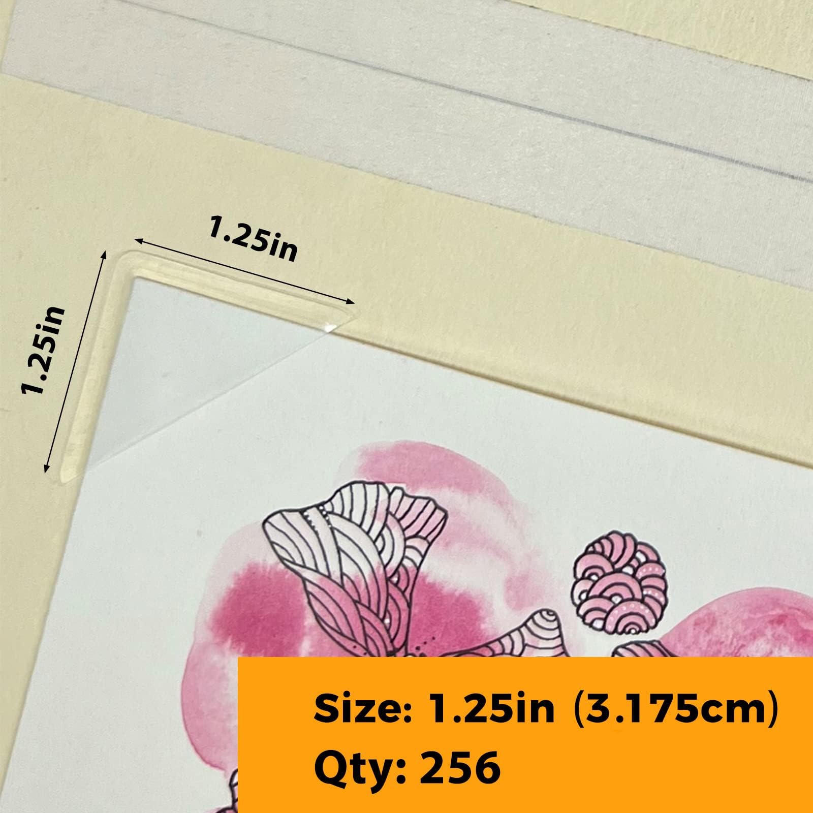 Lineco Acid Free Archival Mounting Corners Photo Corners Self Adhesive, 1.25' Polypropylene Corner (Qty:256)