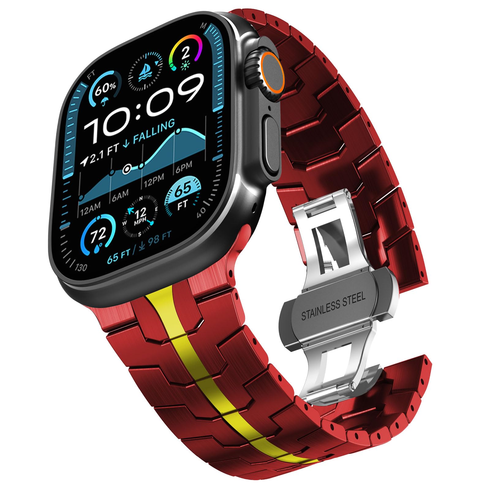 Chanchy Stainless Steel Band For Apple Watch Band Apple Watch Ultra 2 Band 49Mm, Series 10 46Mm, 9/8/7 45Mm, Se2/Se 6/5/4 44Mm,