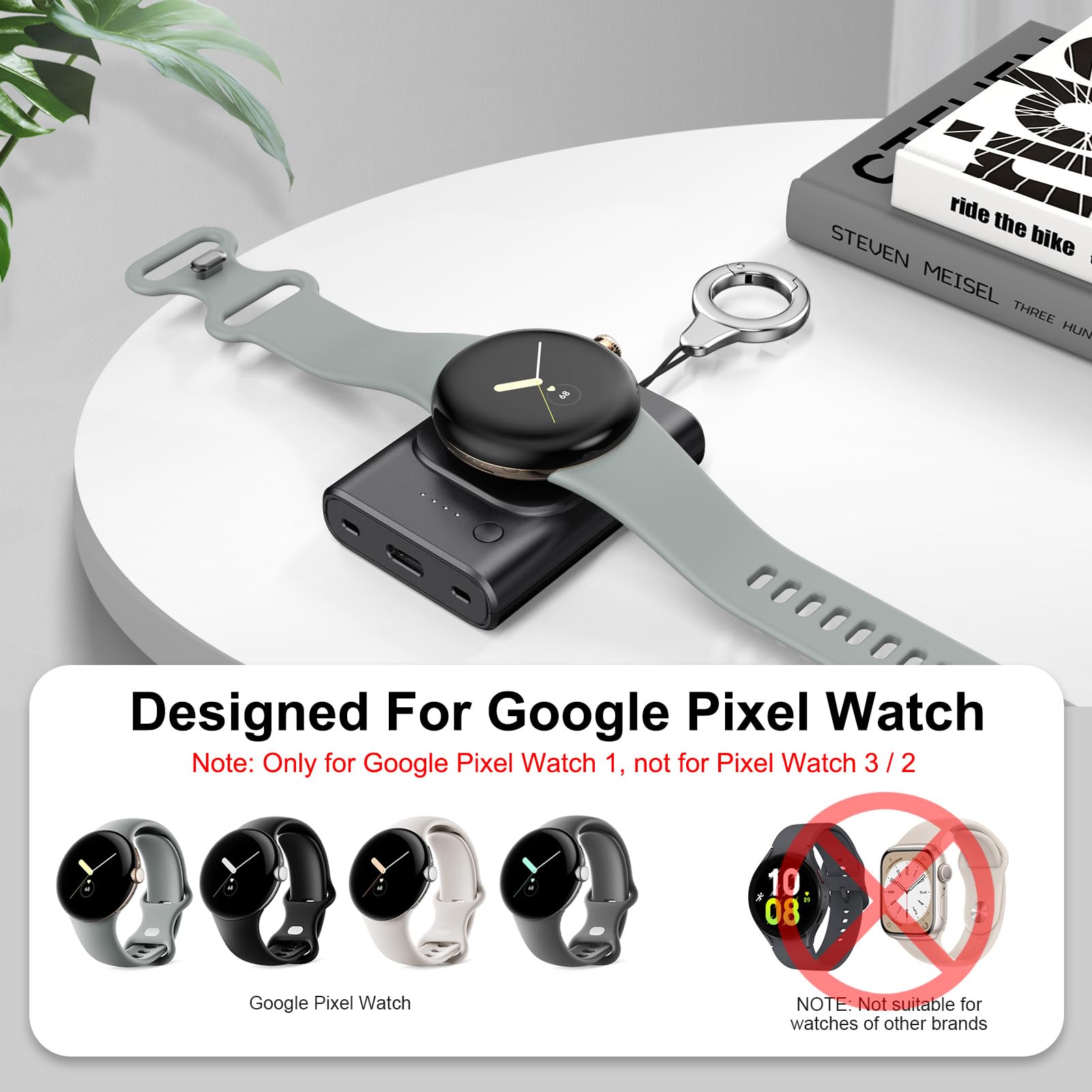 For Pixel Watch Charger, 1800Mah Portable Watch Charger For Google Pixel Watch 1 (Not For Pixel Watch 3/2), Google Pixel Watch C