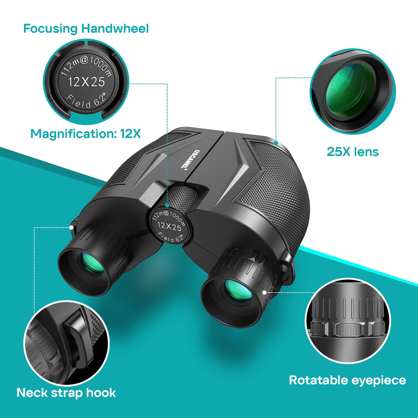 Uscamel Binoculars For Adults And Kids Compact Lightweight   Large Eyepiece Easy Focus 12X25 Small Binocular For Bird Watching,