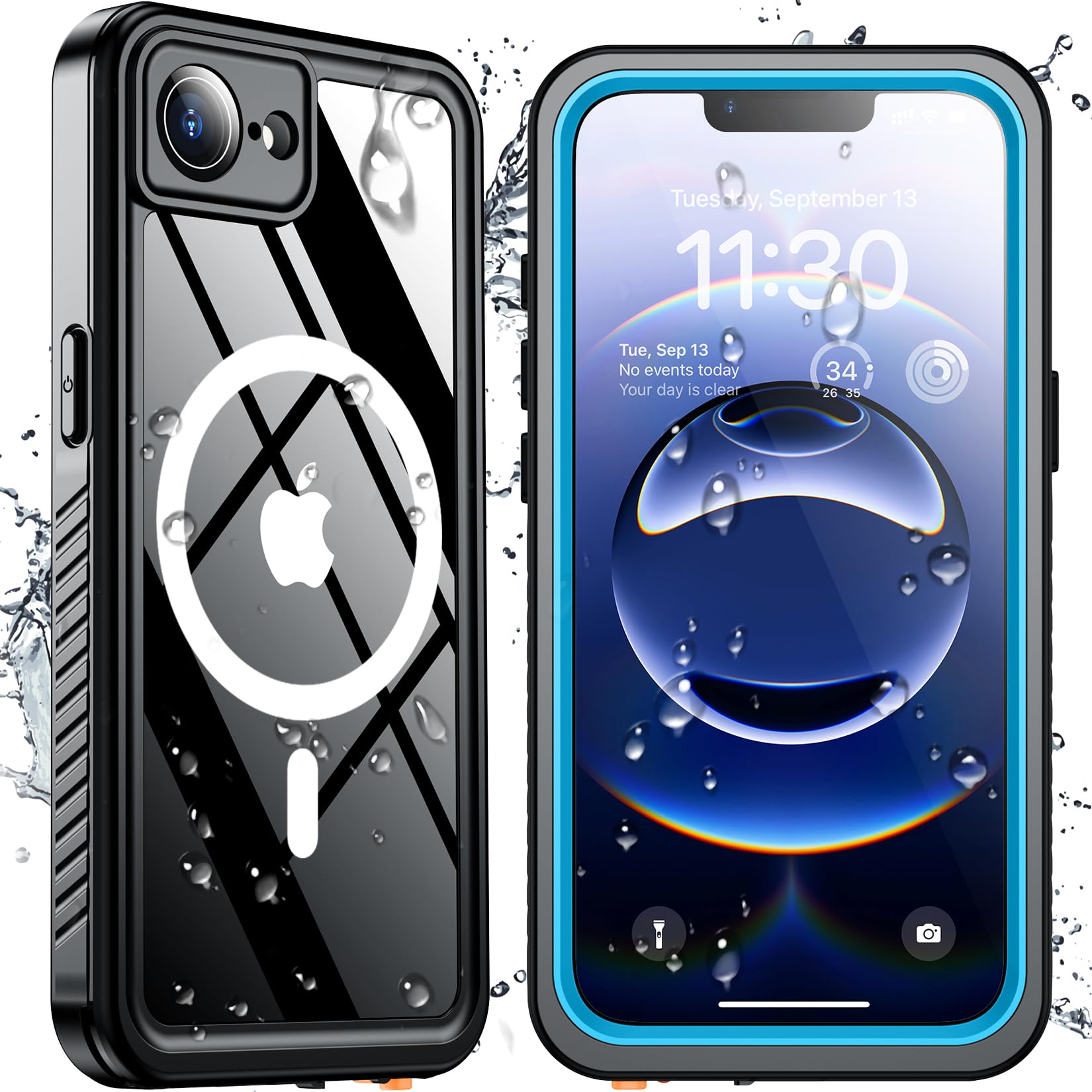 Spidercase Magnetic For Iphone 16E Case Waterproof,Built-In Screen & Camera Lens Protector[Ip68 Underwater] [Military Grade Shoc
