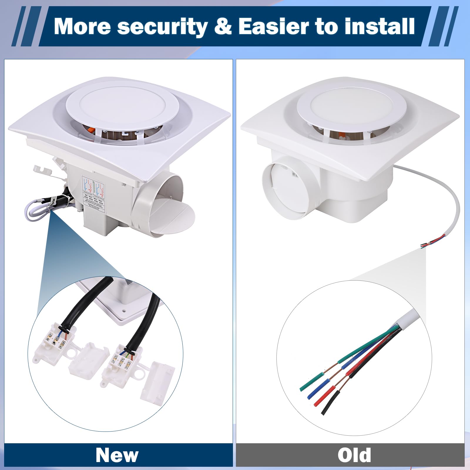 Feiton Bathroom Fan With Light Exhaust Fan Ceiling Mount Vent Fan Light Combo, 30W, 110V, 110 Cfm 1.0 Sones, Square Quiet Ventil