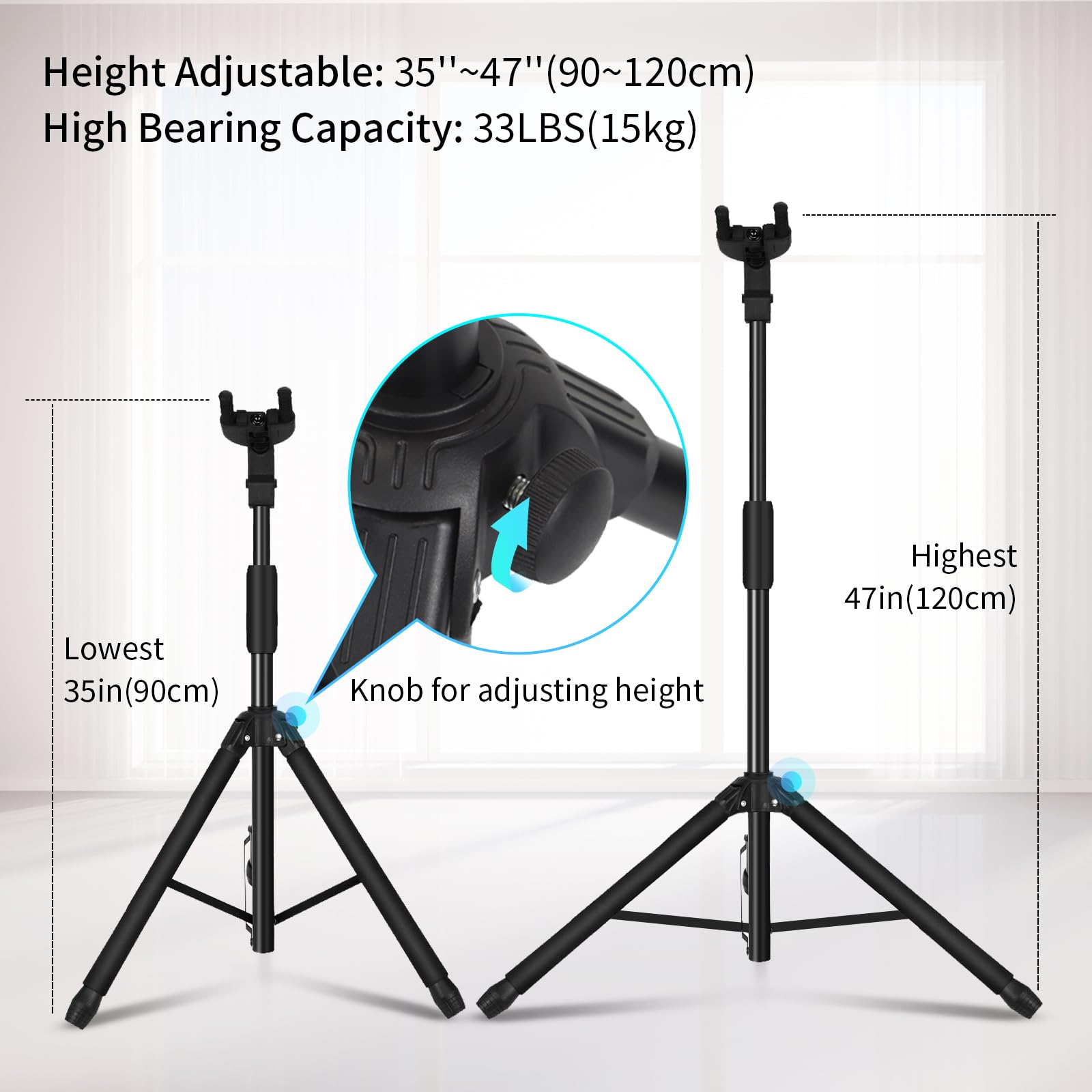 Guitto Guitar Stand - Heavy Duty Auto-Lock, Adjustable & Foldable For Acoustic/Electric/Bass (33Lbs Capacity), Non-Slip Base, An