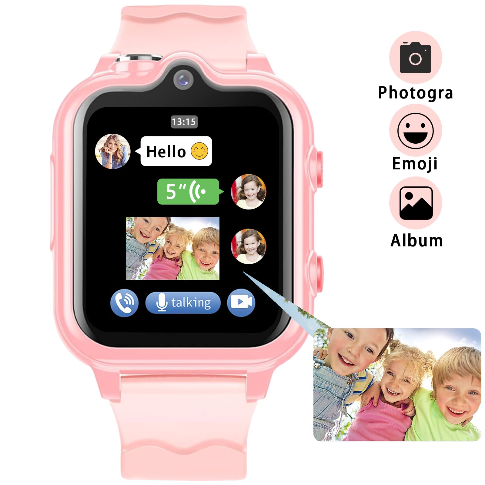 Ddioyiur Smart Watch For Kids, 4G Kids Gps Watch With Wifi, Sms, Call, Voice & Video Chat, Bluetooth, Audio Recording, Alarm, Pe