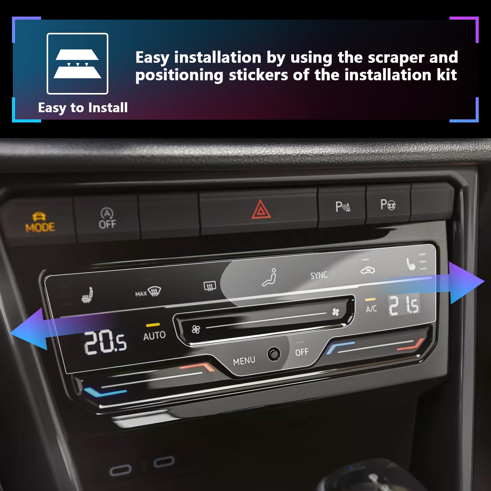 Sxcy Fit For 2023 Vw Taos Tiguan Altas Air Conditioning Screen For 2023 Vw Taos Tiguan Altas Dual  And Tri Zone Automatic Climate Control Panel Screen,2 Pcs Nano Soft Screen Protector Foils For 2023