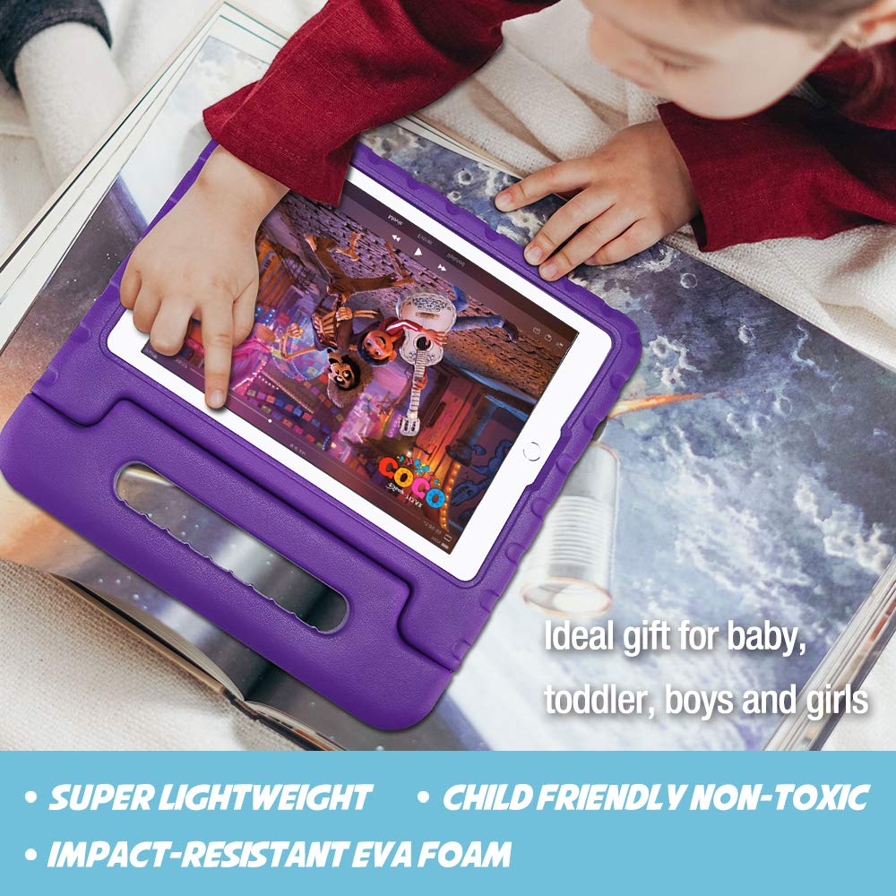 Procase Kids Case For Ipad 9Th Generation/Ipad 8/Ipad 7, Ipad 10.2 Case 2021 2020 2019/Ipad Air 10.5/Ipad Pro 10.5 Kids Case, Shockproof Lightweight Case With Convertible Handle Stand Purple
