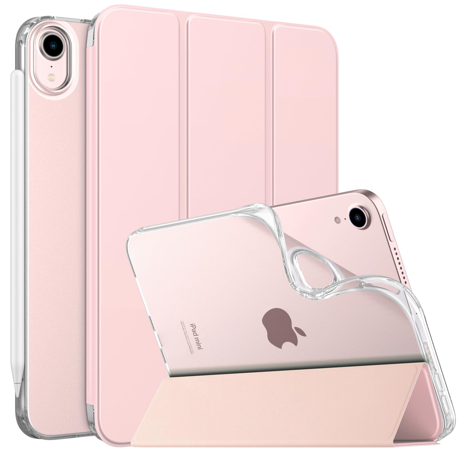 MoKo Case Fit New iPad Mini 7 (A17 Pro) 2024, iPad Mini 6th Generation Case 2021 (8.3 inch), iPad Mini 6 Case, Soft TPU Translucent Frosted Back Cover Case for iPad Mini 7th, Light Pink
