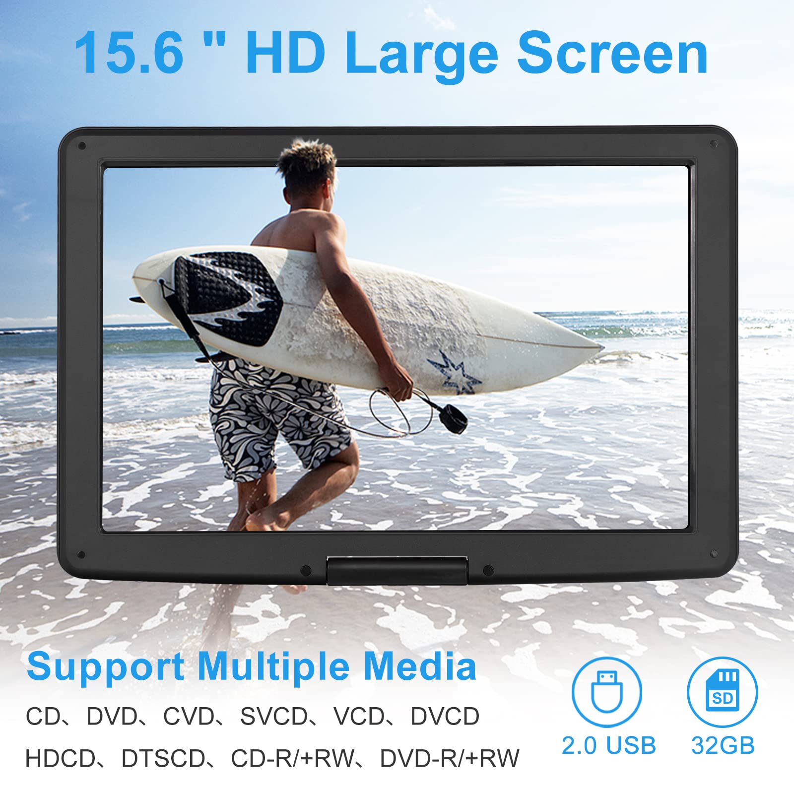 ???????????? 17.9'' Portable Dvd Players With Large Screen, 15.6'' Swivel Screen, 6 Hrs Battery Dvd Player Portable With Car Cha