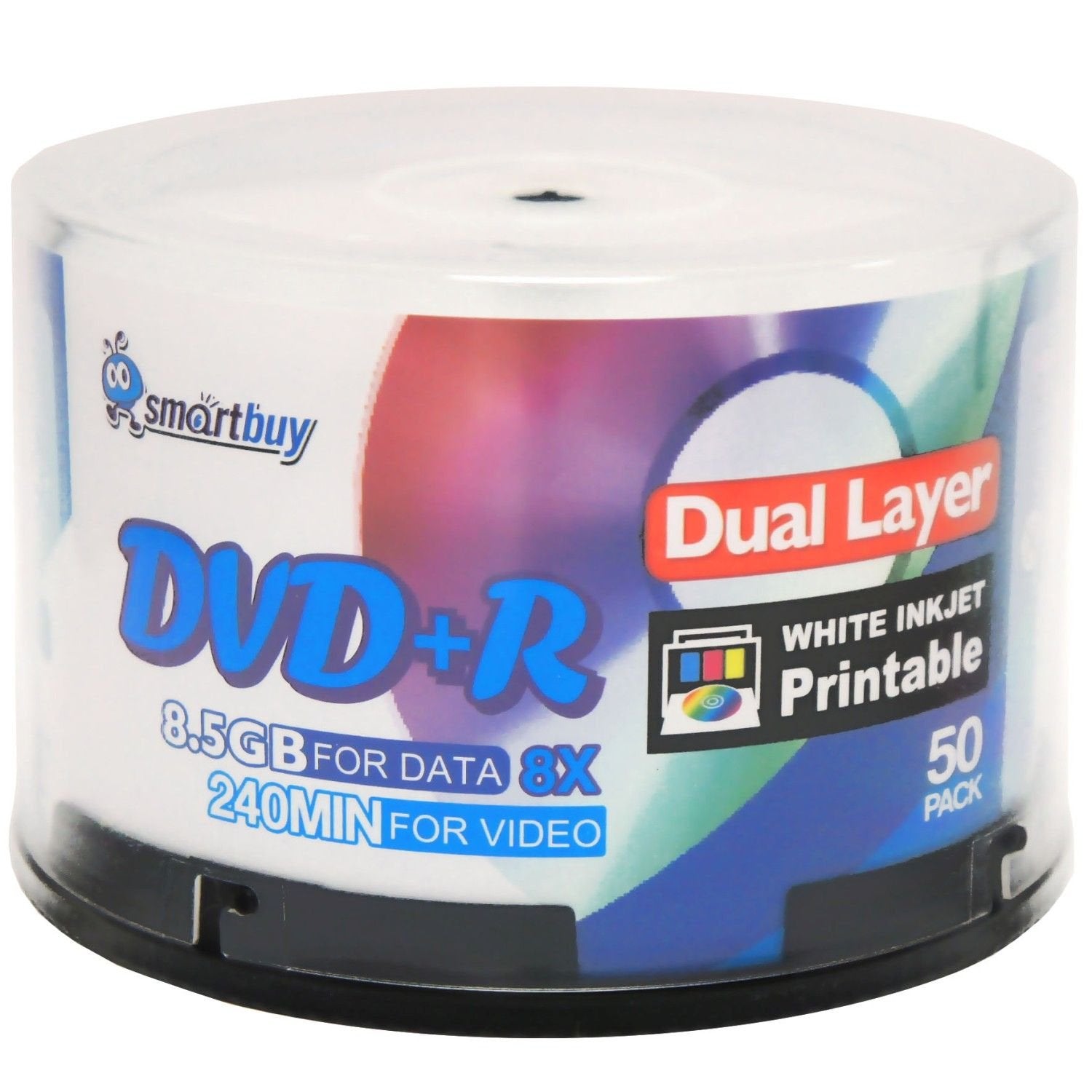 Seyoo Smart Buy 50 Pack Dvd+R Dl 8.5Gb 8X Dvd Plus R Double Layer Printable White Inkjet Blank Data Recordable Media 50 Discs Sp