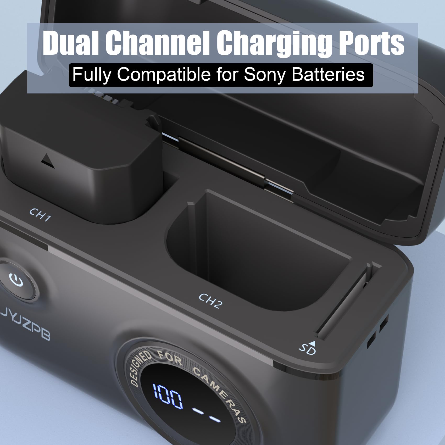 Jyjzpb Upgraded Fast Battery Charger For Sony Np Fz100 Battery, With 2 Pack Np Fz100 Batteries For Sony A7Iii, A7Iv, A7R Iii, A7