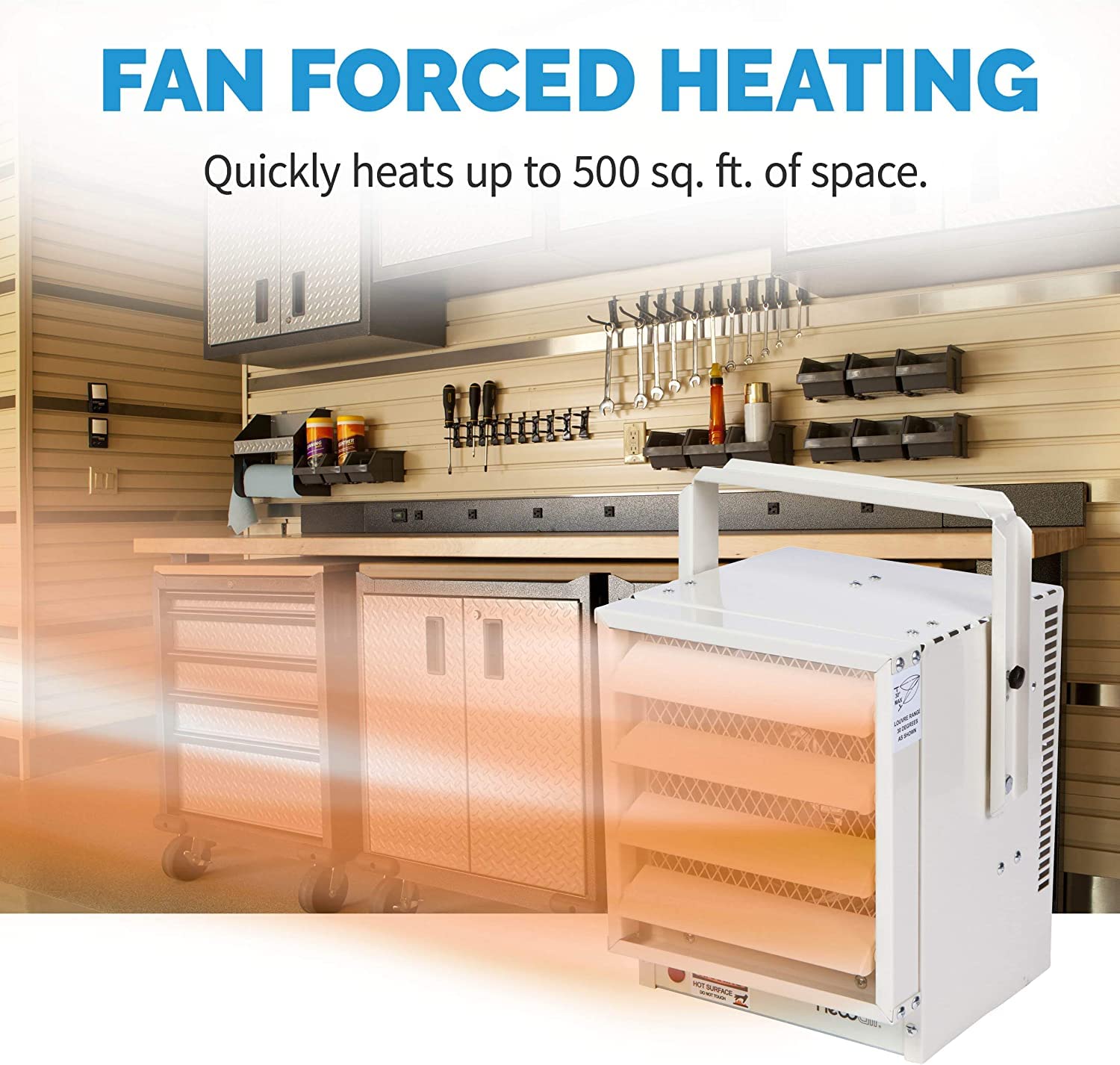 Newair Electric Garage Heater, Adjustable Ceiling/Wall Mounted With Tilt Head, Heats Up To 500 Sq. Ft. Of Space | Electric Heate