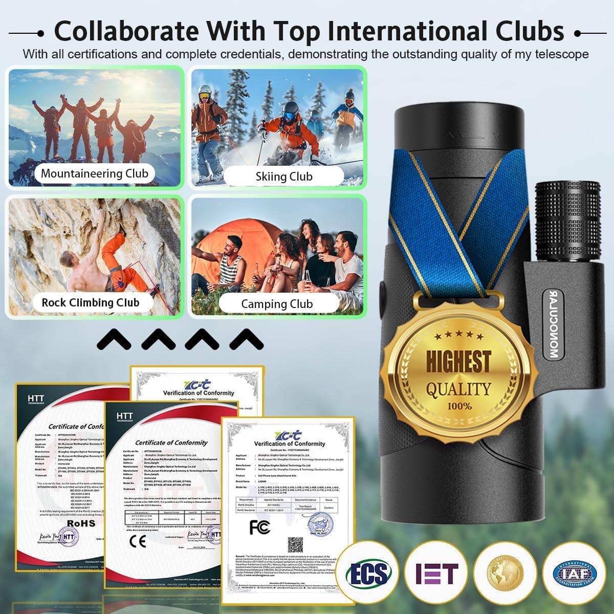 80X100 Monocular Telescope High Powered For Smartphone High Definition Monoculars For Adults With Adapter/Tripod For Bird Watchi