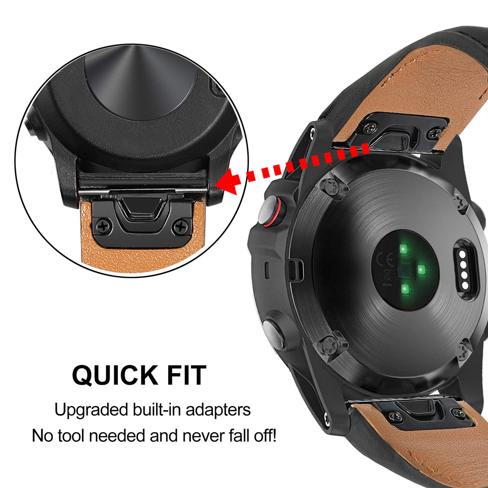 Trumirr Watch Band For Fenix 7 Pro Sapphire Solar/6 Pro, 22Mm Leather Strap For Garmin Epix Pro/Forerunner 965 955 945 935 / App