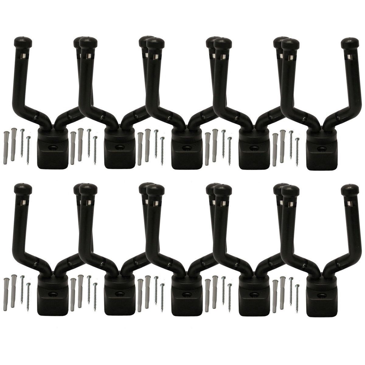 ChromaCast Slim Line Guitar Wall Hanger Stand for Guitar, Bass, Ukulele, Violin, Cello, Mandolin, Banjo, Saxophone, & Trumpet, Pack of 10