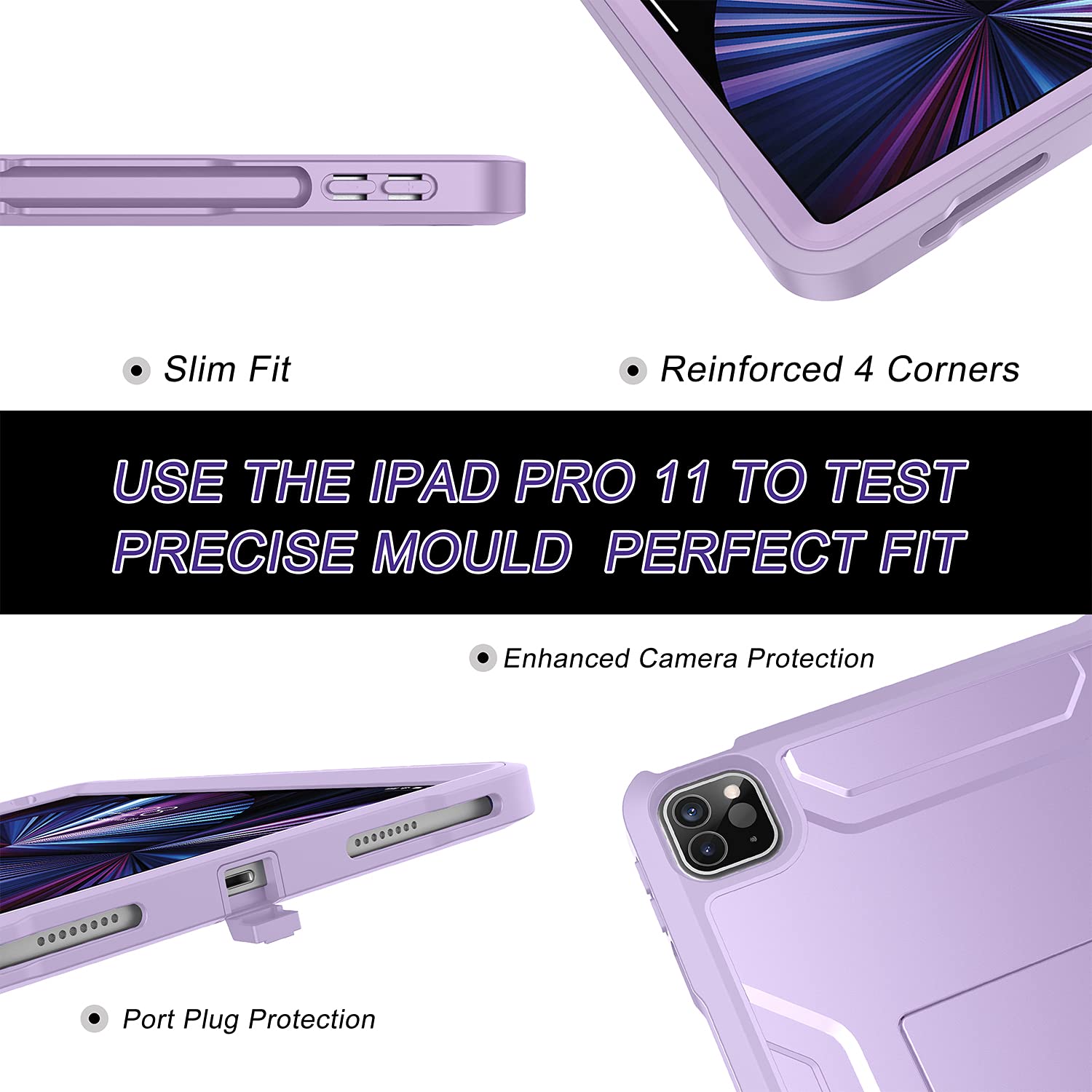 Soke Case For Ipad Pro 11 Inch 2022/2021/2020/2018/Ipad Air 5Th/4Th Generation,Built In Screen Protector   Support 2Nd Apple Pencil Charging   Heavy Duty Rugged Protective Kickstand Case   Violet