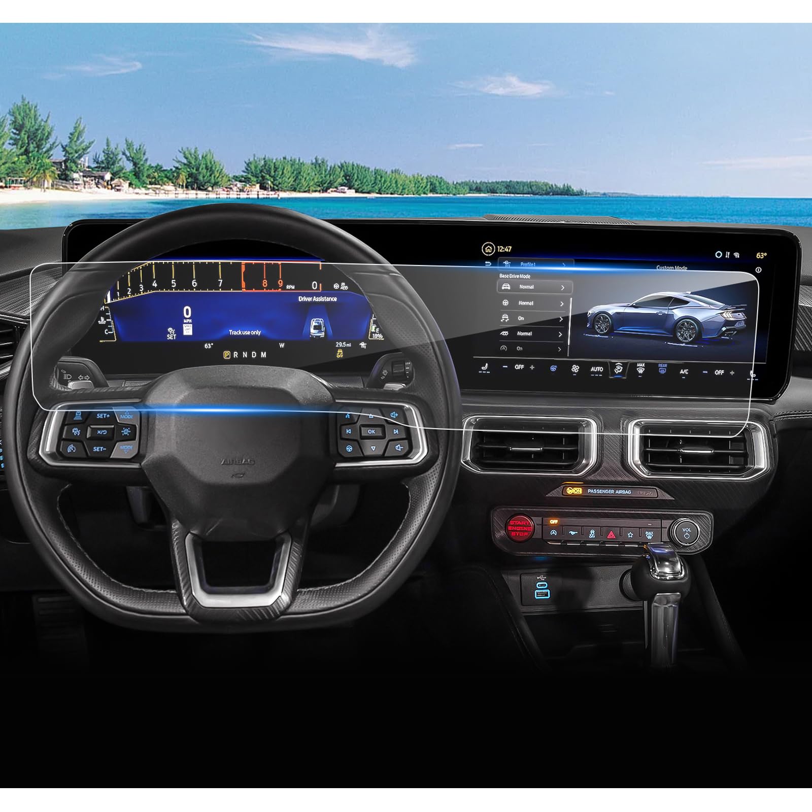 Coleya (2Pcs) 2024 2025 Mustang Screen Protector For Ford Mustang Lcd Display(All-In-One) 13.2In Navi+12.4In Dash, 2025 Mustang 