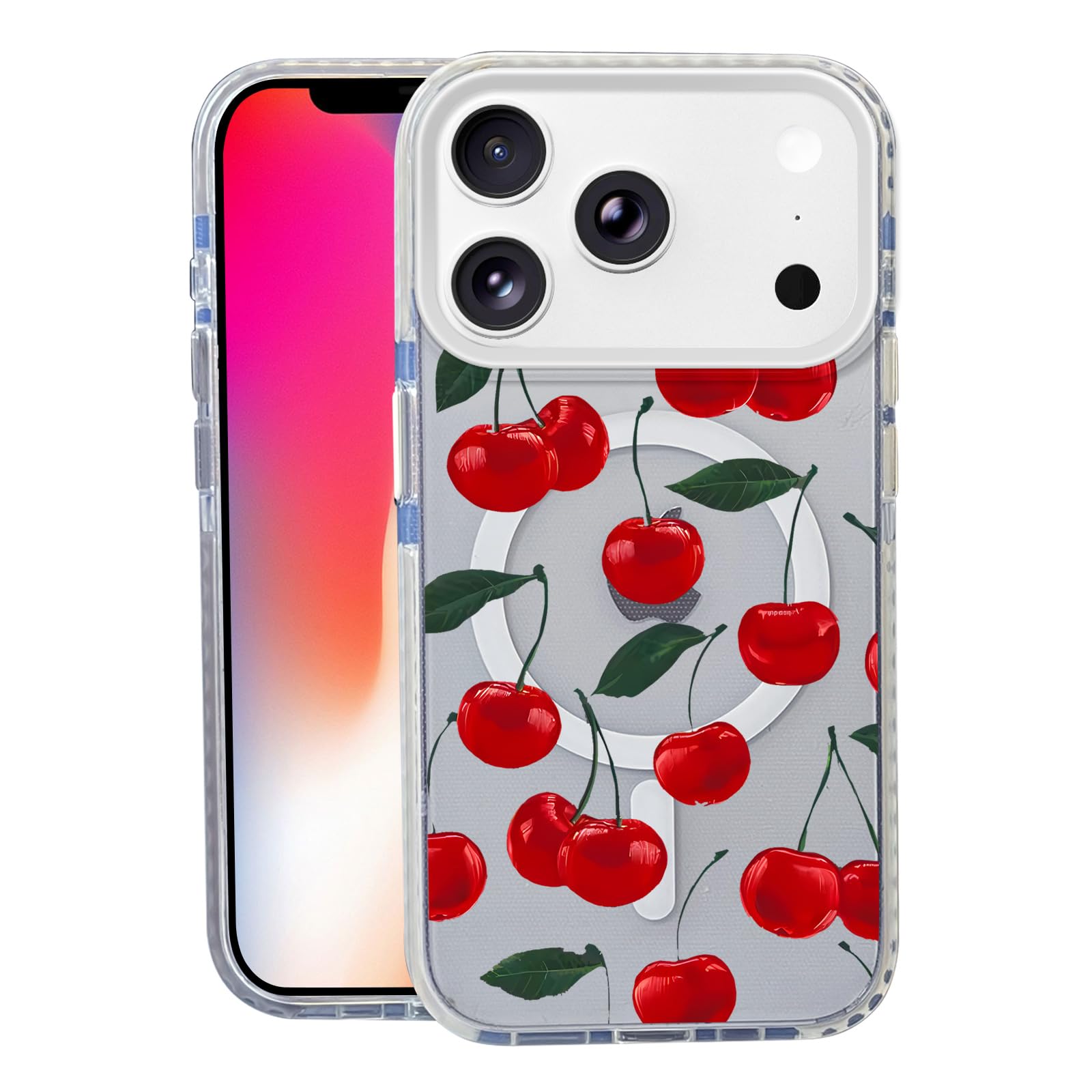 Nimeey Leaf Cherry for iPhone 17 Pro Max Case,MagSafe Compatible,Matte Soft Slim Shockproof Cover,Anti-Fingerprint,Anti-Yellowin