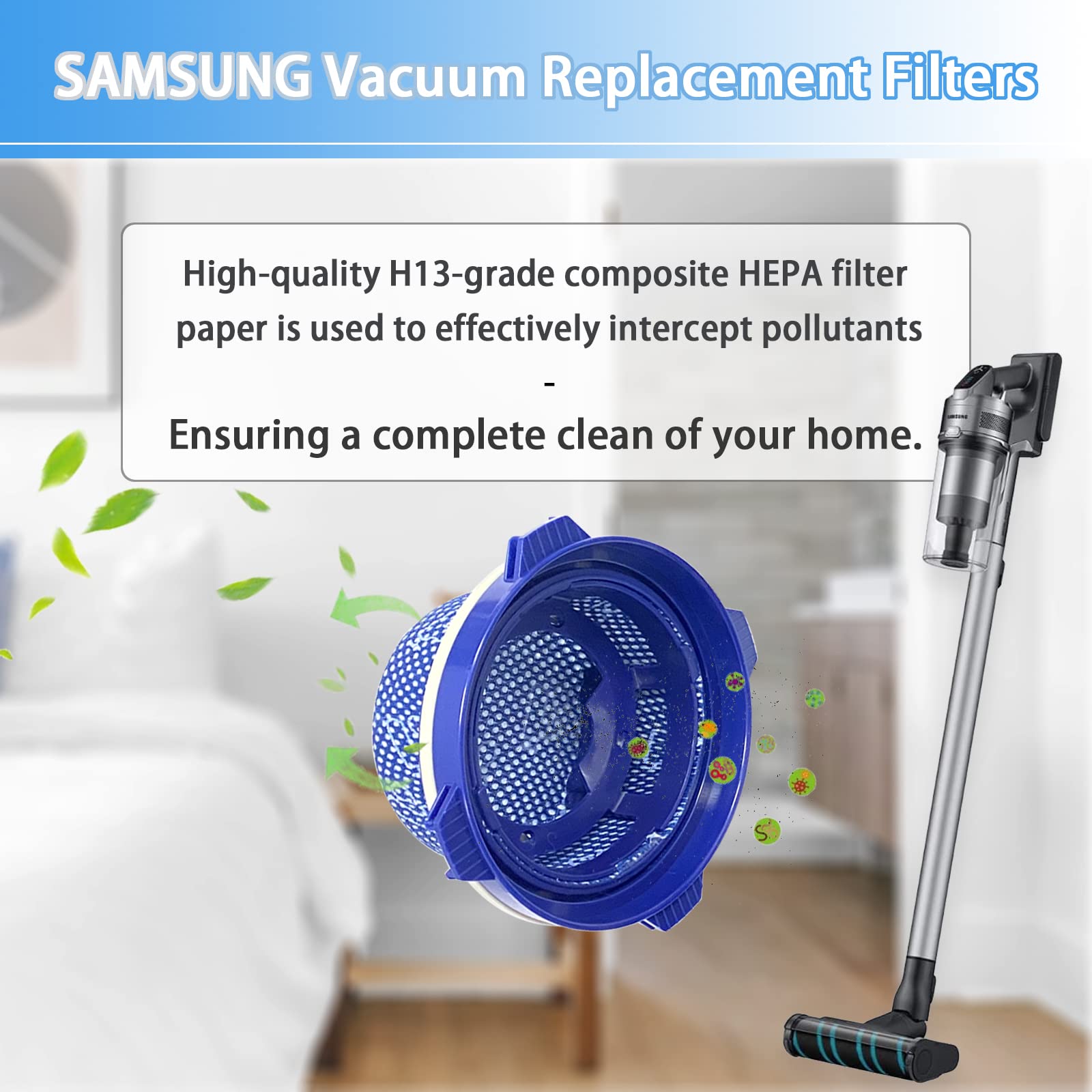Jet 75 Vacuum Filters Replacement Parts 3 Pack For Samsung Jet 70 Jet 70+ Jet 75 Jet 75+ Jet 90 Jet 60 And Vs9000Rl Vacuum Clean