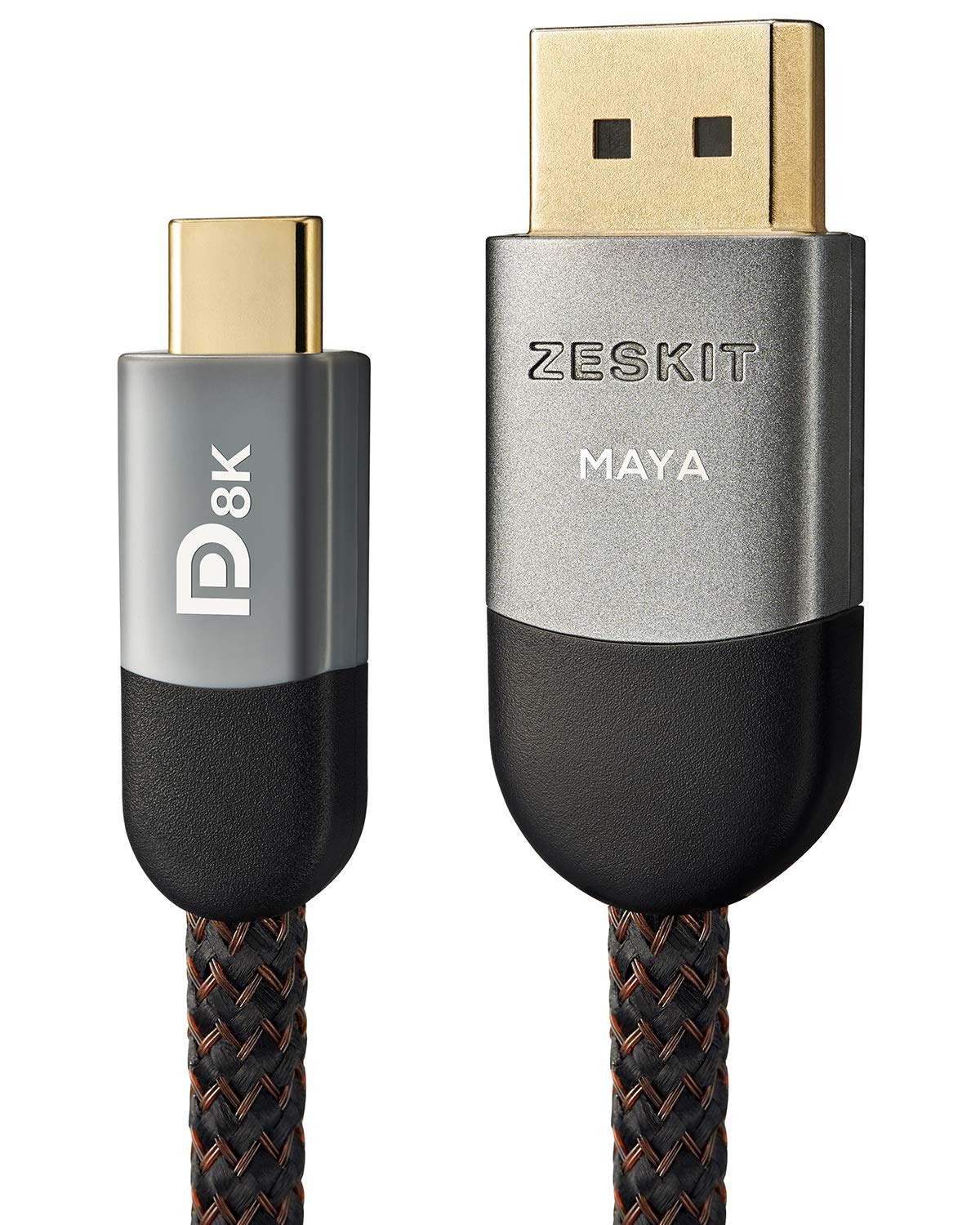 Zeskit Maya Bi Directional 32.4Gbps 8K30 5K60 4K120 1440P240 Usb C To Dp1.4 Cable Certified, 6Ft
