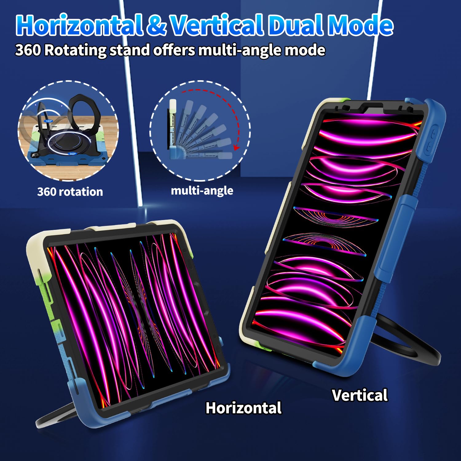 Roiskin For Ipad Air 5Th 4Th Generation Case (2022 2020) 10.9 Inch & Ipad Pro 11 Case 4Th/3Rd/2Nd/1St Gen[Screen Protector,15Ft