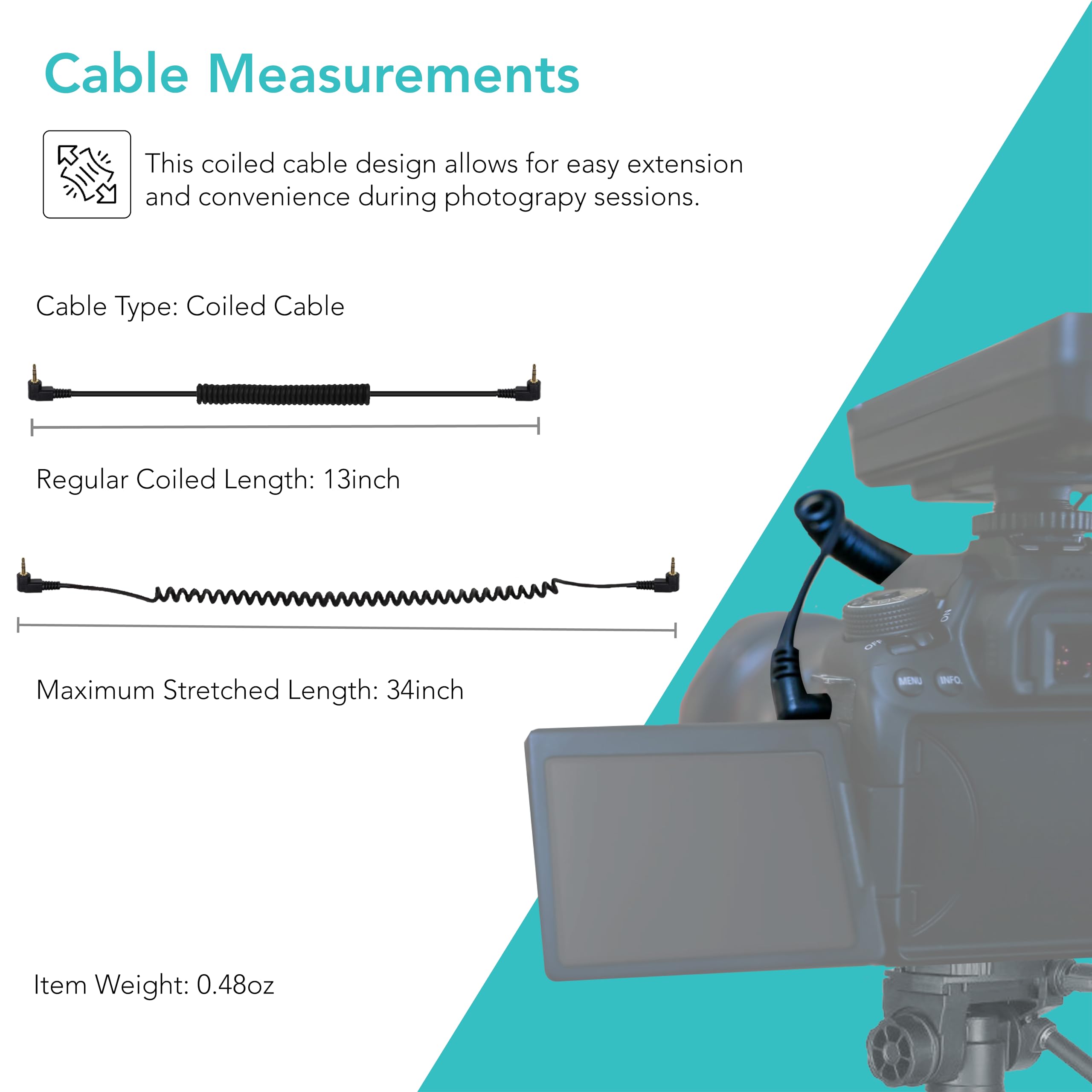 Foto&Tech 2.5Mm C1 Remote Control Shutter Release Cable Cord, Compatible With Miops Trigger And Canon Rebel T8I T7I T6I T6S T5 T