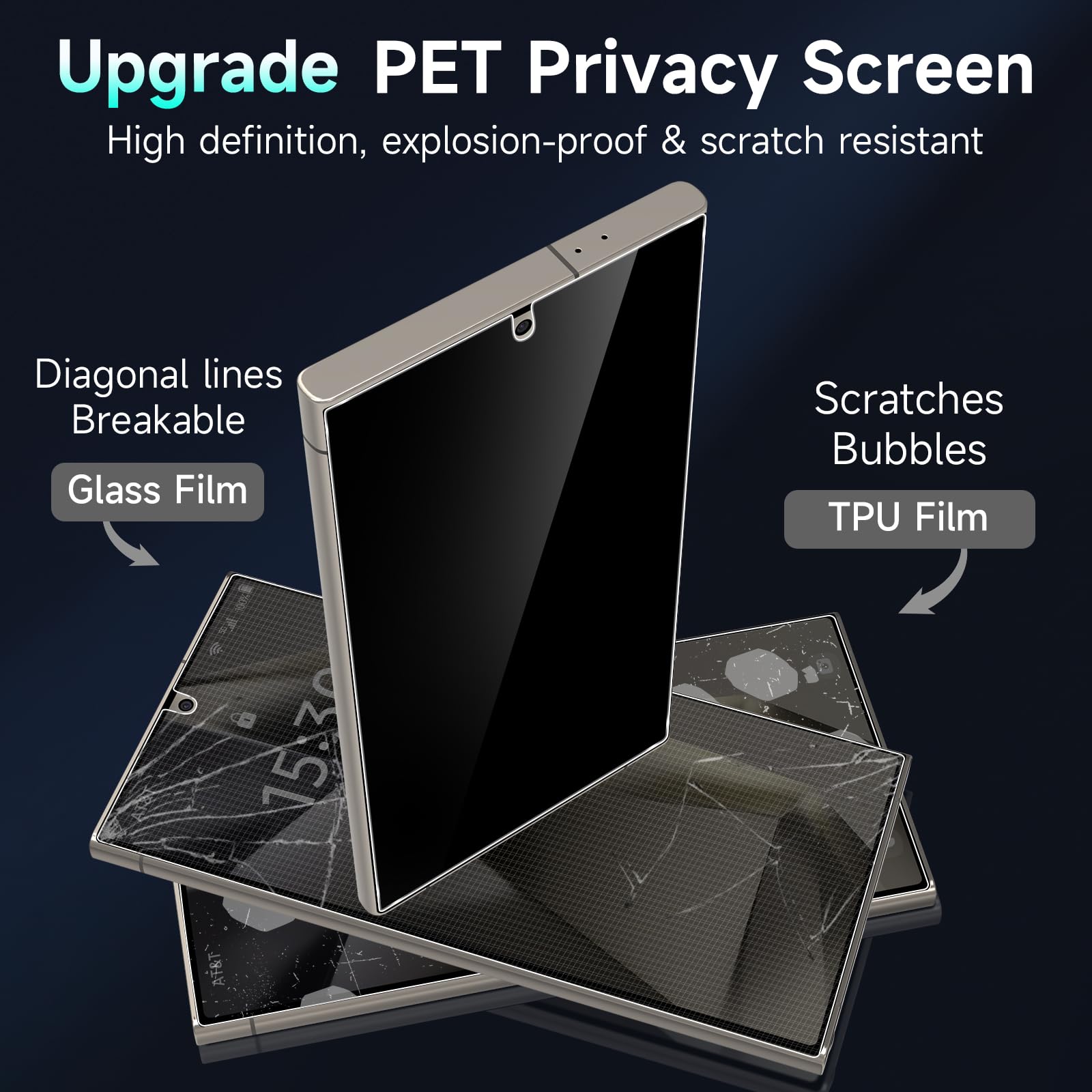 Ywxtw Ez Unlock For Samsung Galaxy S24 Ultra Privacy Screen Protector, [0.1S Ultrasonic Fingerprint Support] [Not Glass] 25 Anti